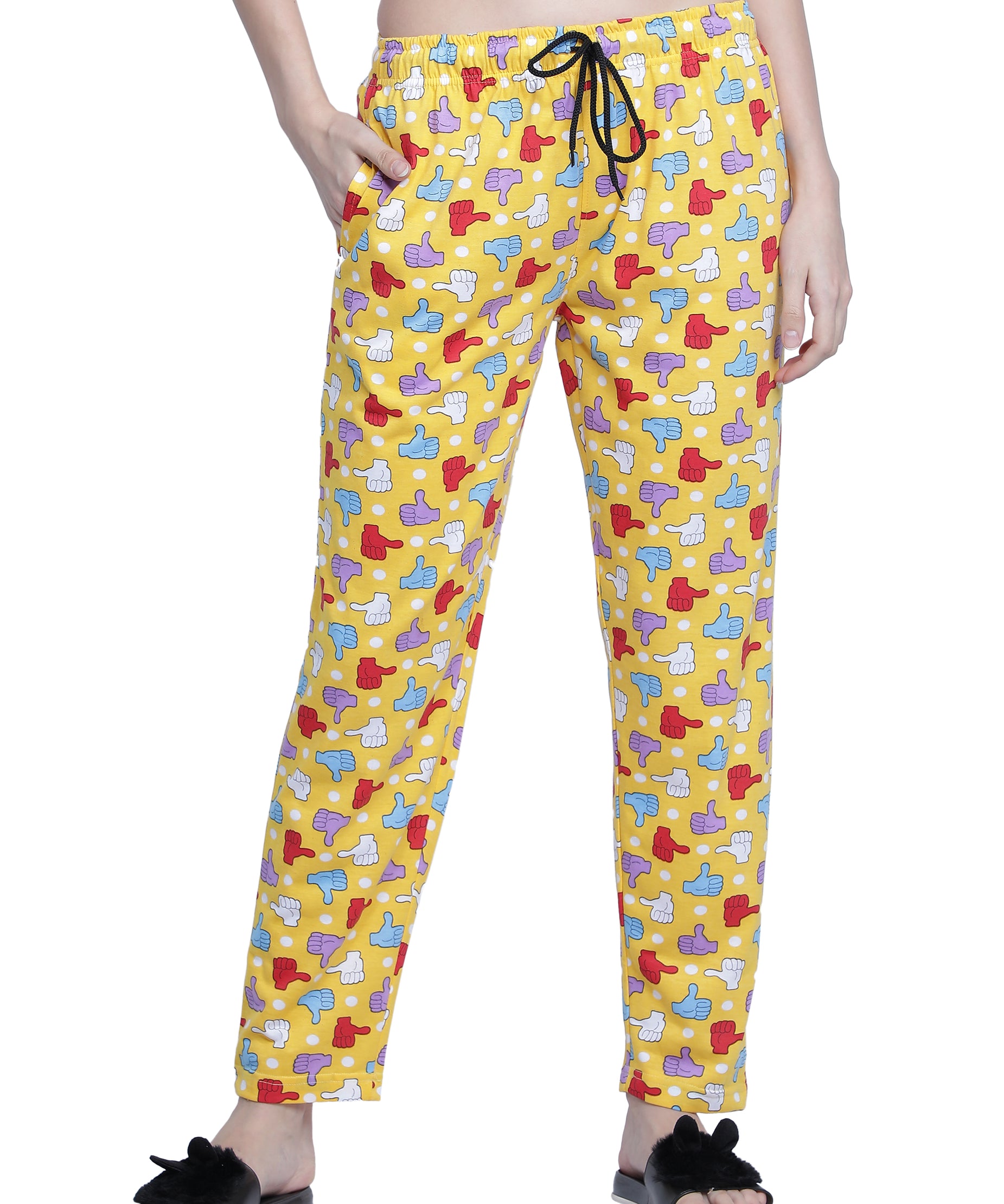 Women's Yellow Thumbs Up Pyjama - Cheerful & Comfortable Loungewear