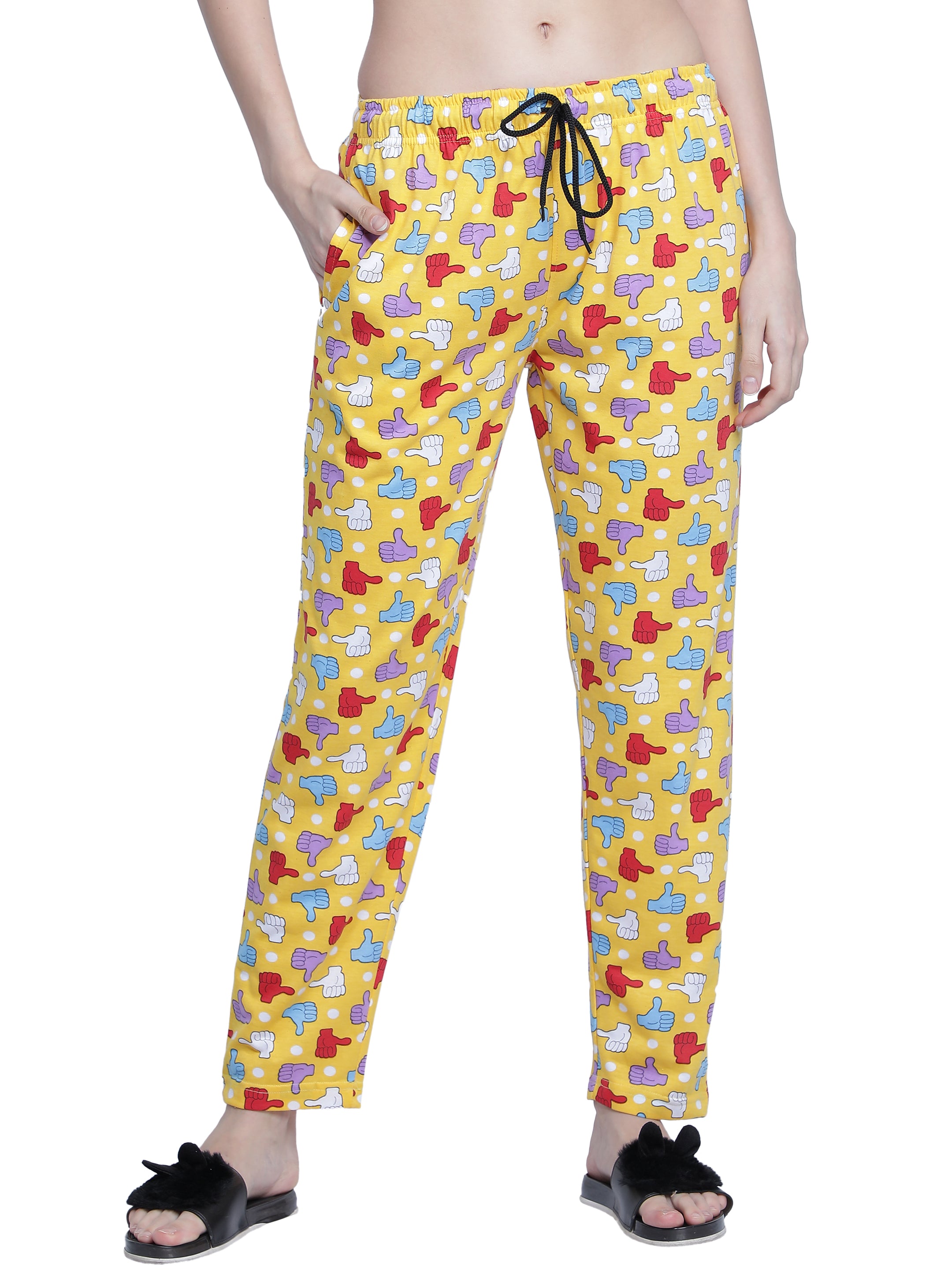 Women's Yellow Thumbs Up Pyjama - Cheerful & Comfortable Loungewear