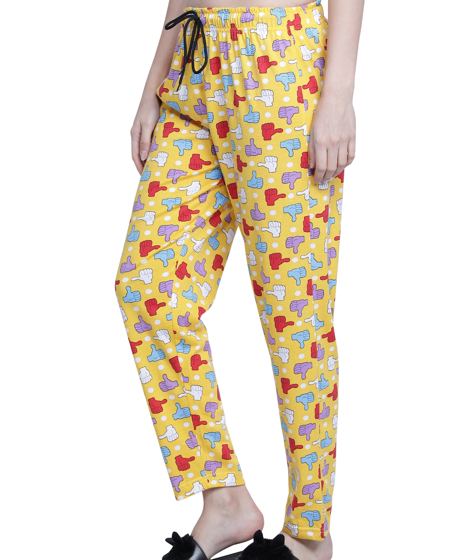 Women's Yellow Thumbs Up Pyjama - Cheerful & Comfortable Loungewear