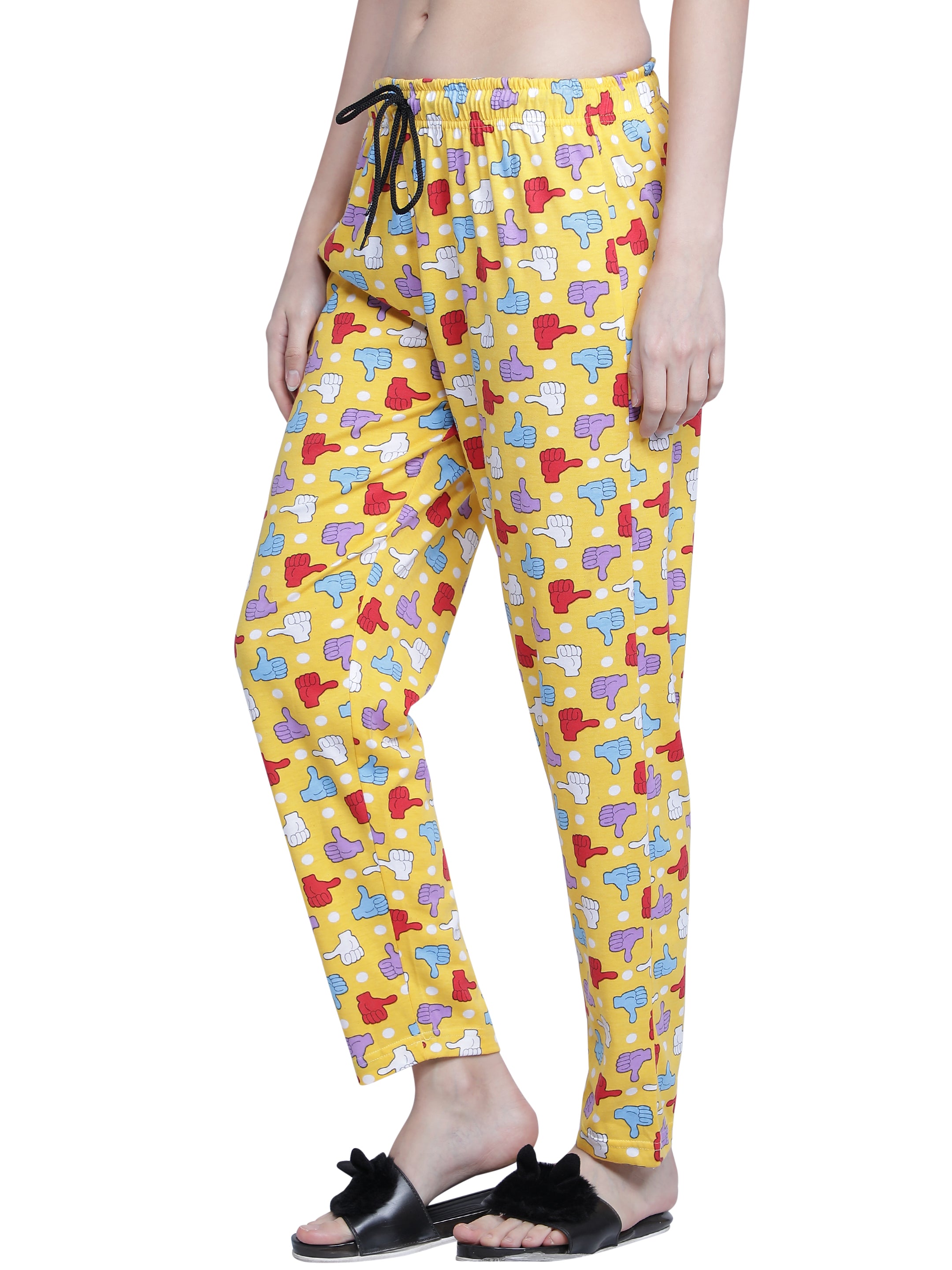 Women's Yellow Thumbs Up Pyjama - Cheerful & Comfortable Loungewear