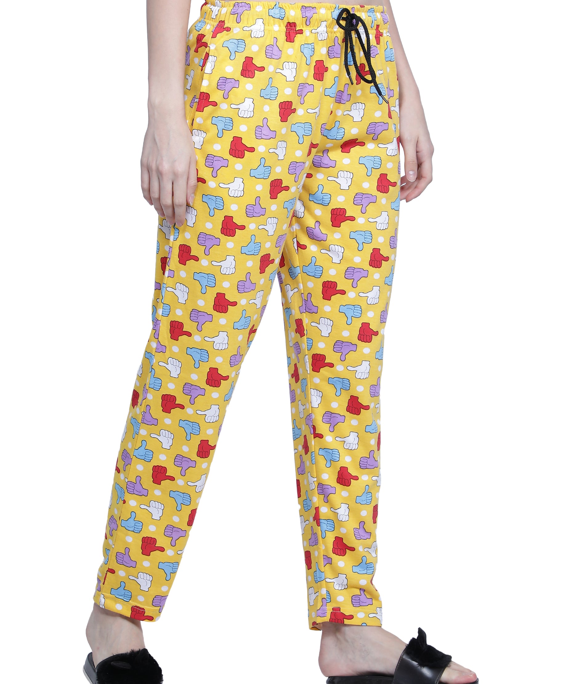 Women's Yellow Thumbs Up Pyjama - Cheerful & Comfortable Loungewear