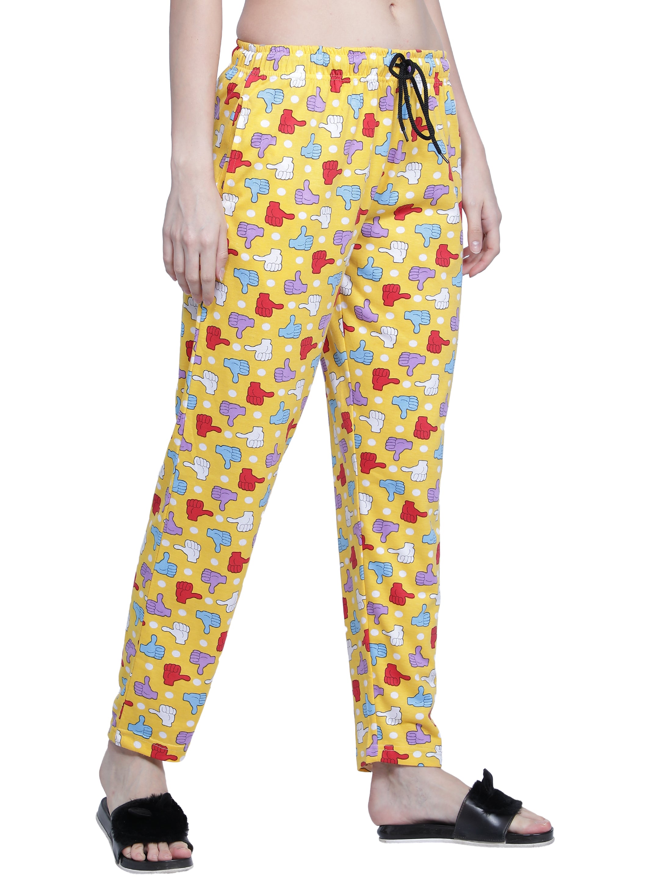 Women's Yellow Thumbs Up Pyjama - Cheerful & Comfortable Loungewear