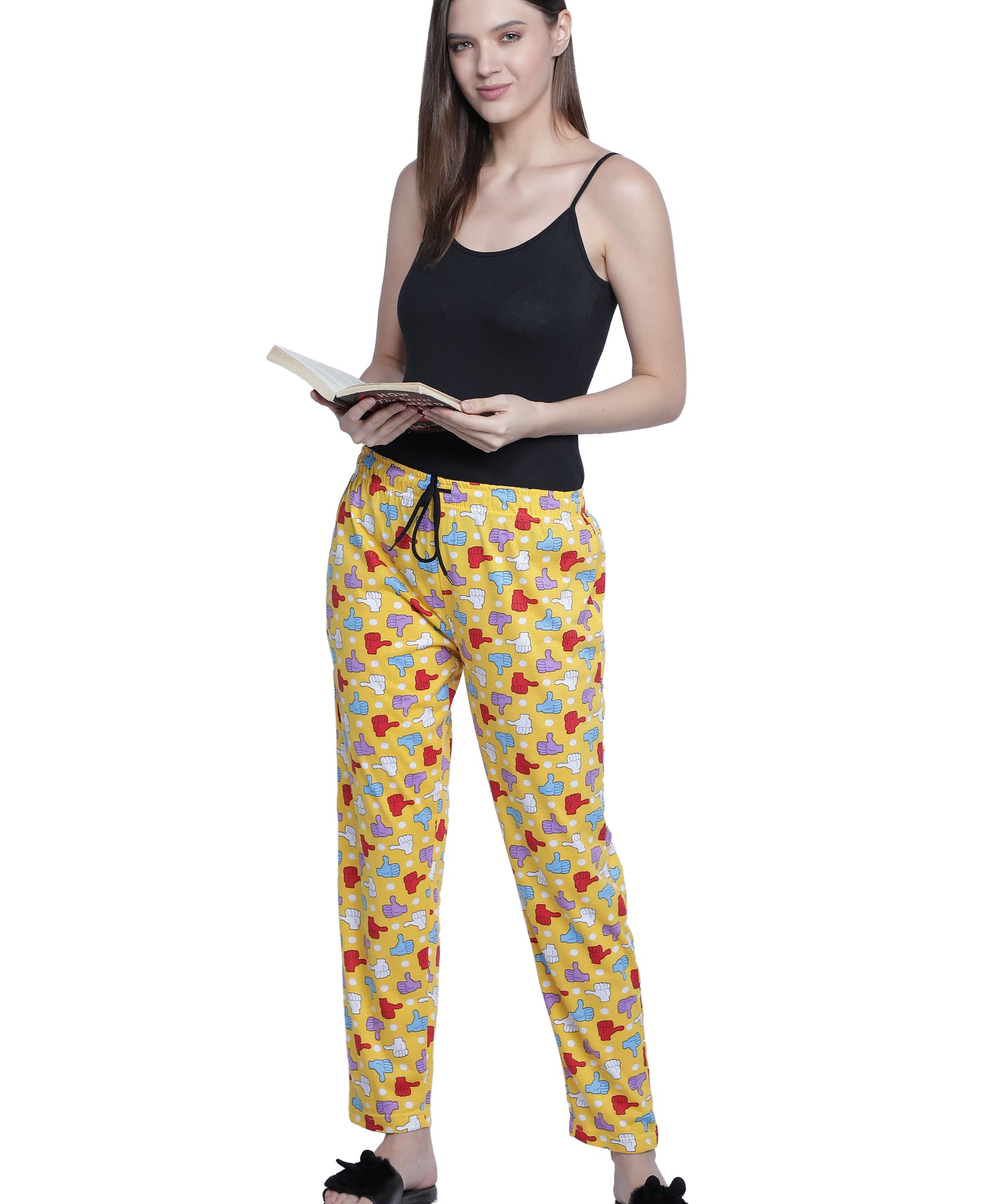 Women's Yellow Thumbs Up Pyjama - Cheerful & Comfortable Loungewear