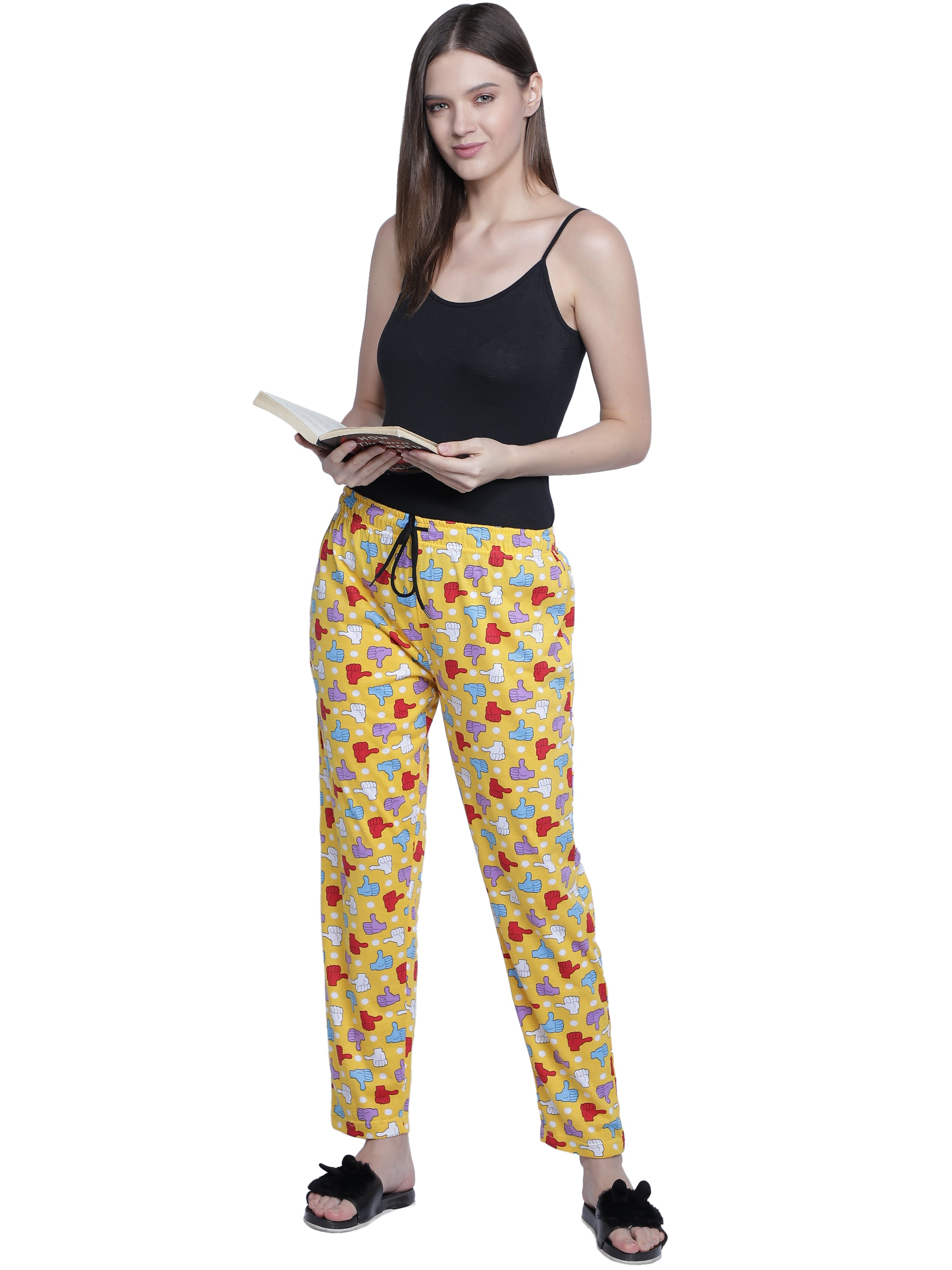 Women's Yellow Thumbs Up Pyjama - Cheerful & Comfortable Loungewear