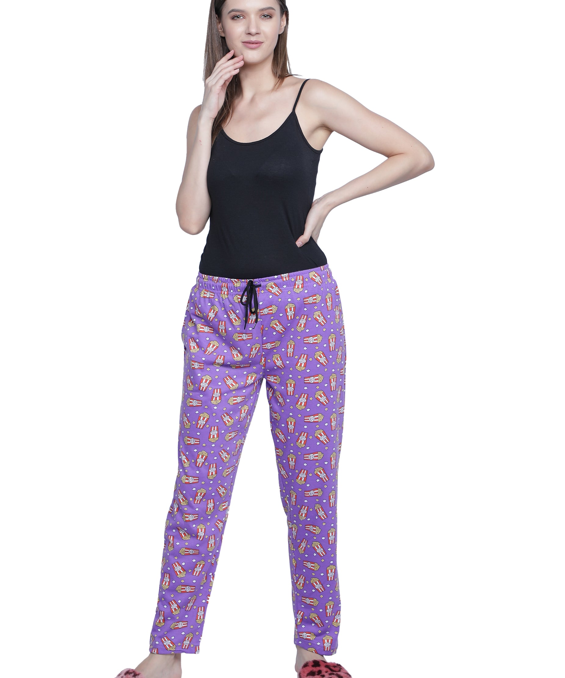 Women's Purple Popcorn Pyjama - Entertaining & Comfortable Loungewear