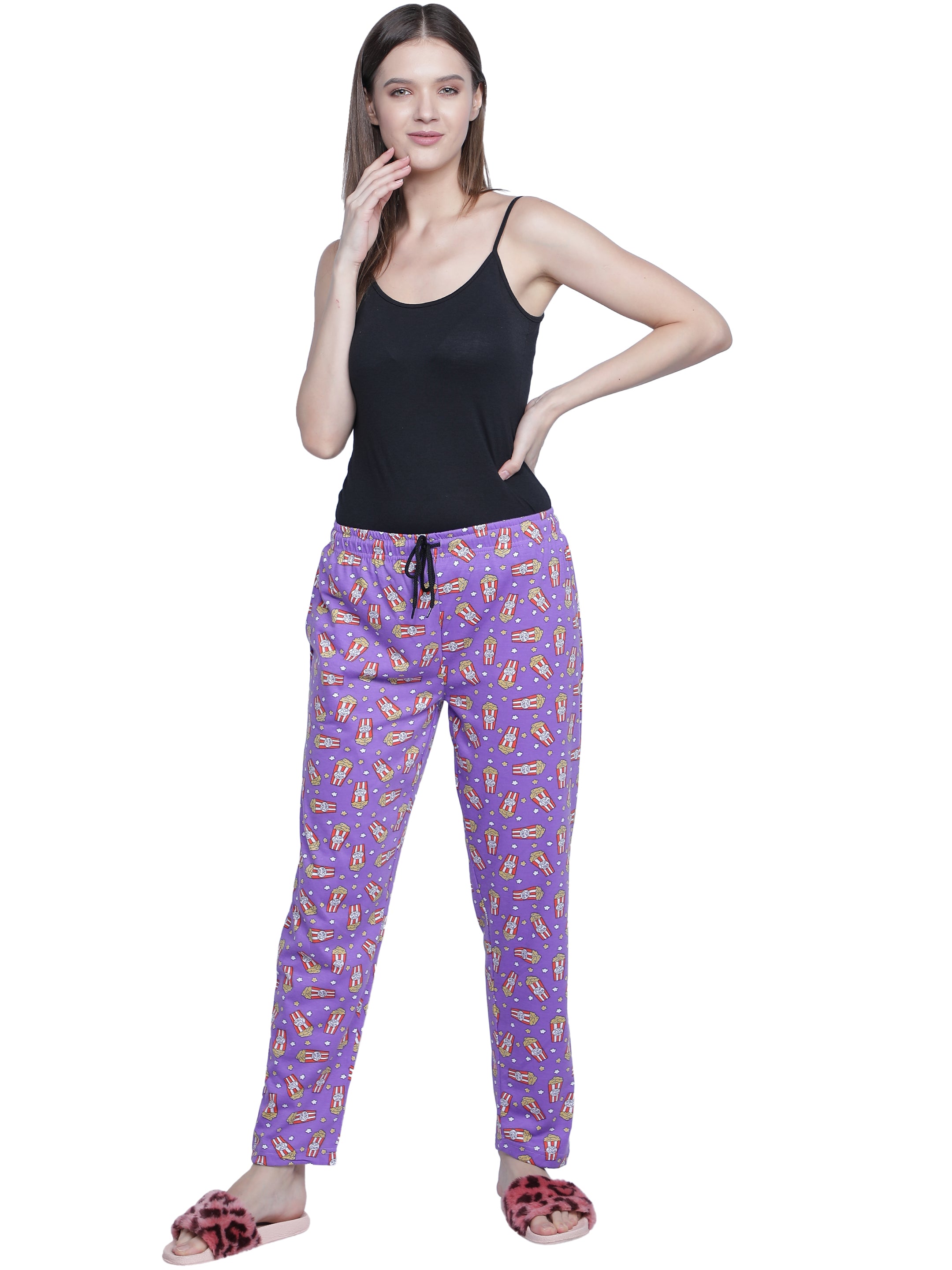 Women's Purple Popcorn Pyjama - Entertaining & Comfortable Loungewear