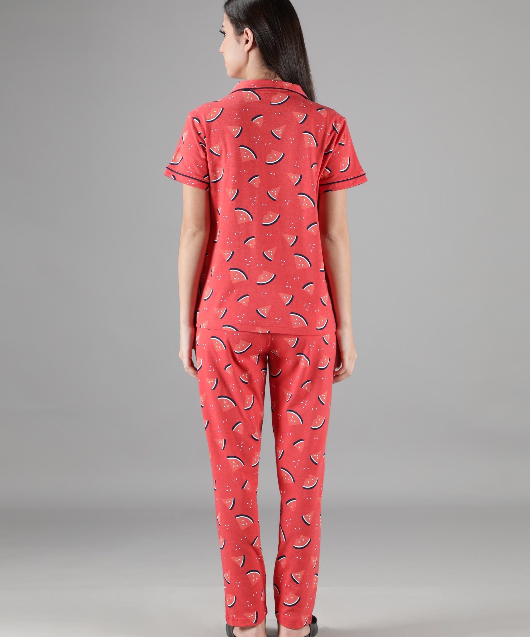 Women's Watermelon Collar Style PJ Set - Refreshing & Comfortable Sleepwear