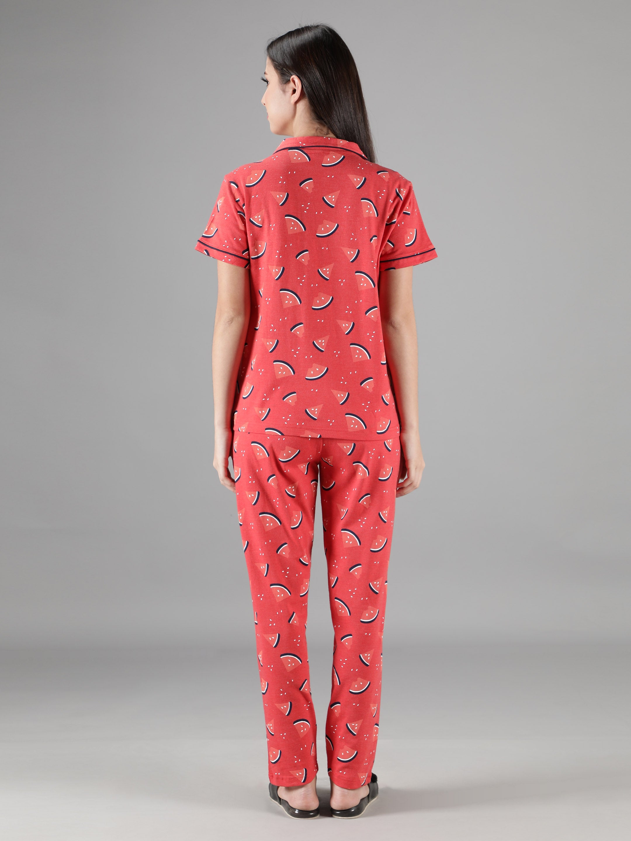 Women's Watermelon Collar Style PJ Set - Refreshing & Comfortable Sleepwear
