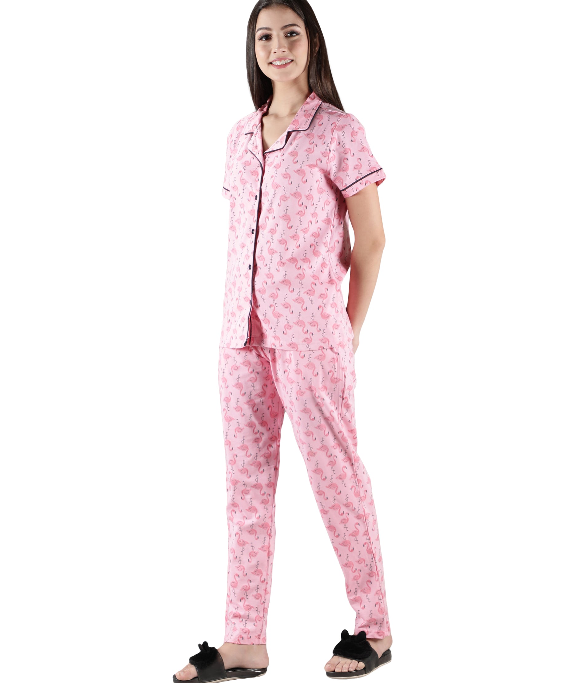 Women's Flamingo Collar Style PJ Set - Playful & Comfortable Sleepwear