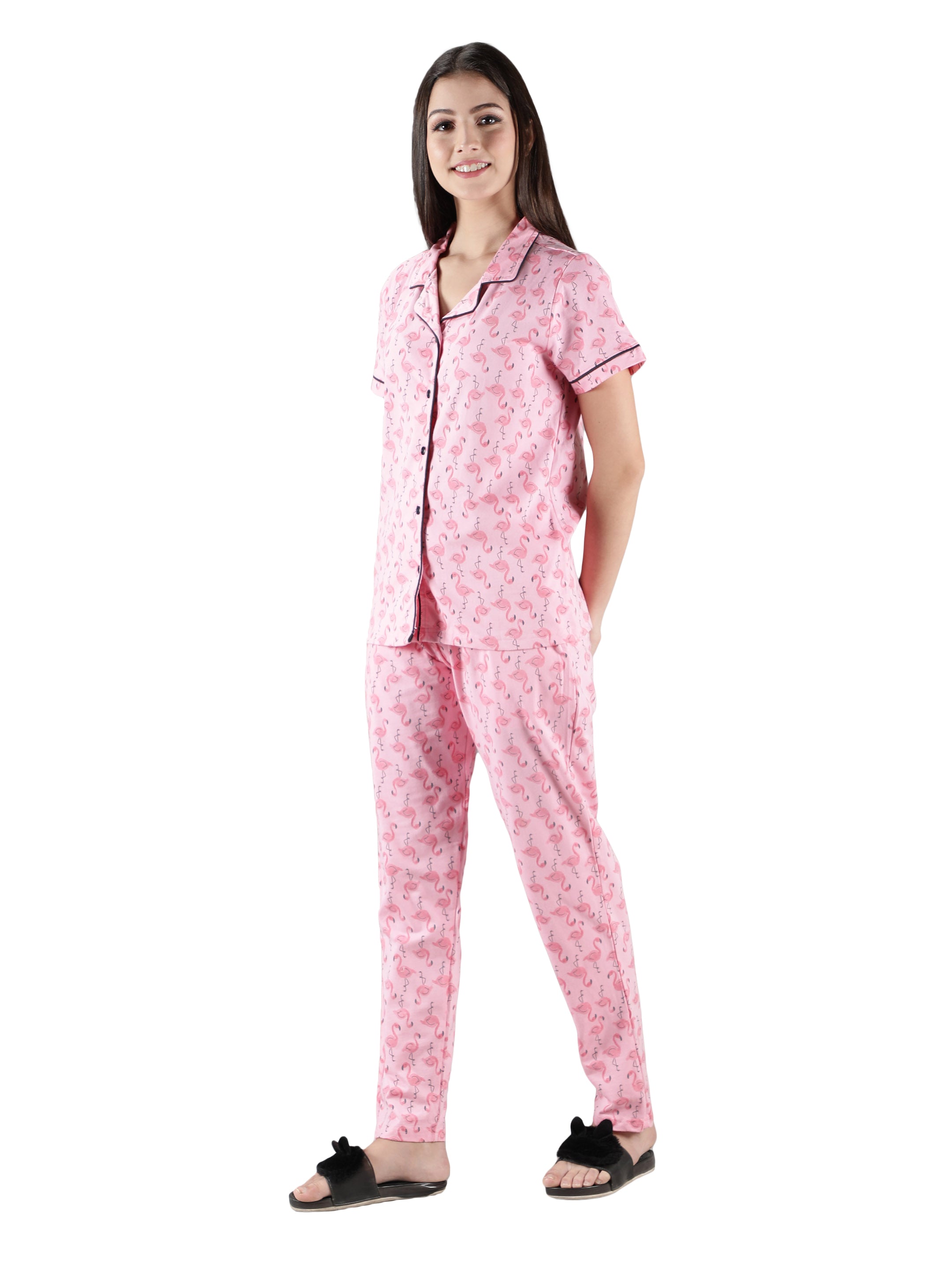 Women's Flamingo Collar Style PJ Set - Playful & Comfortable Sleepwear