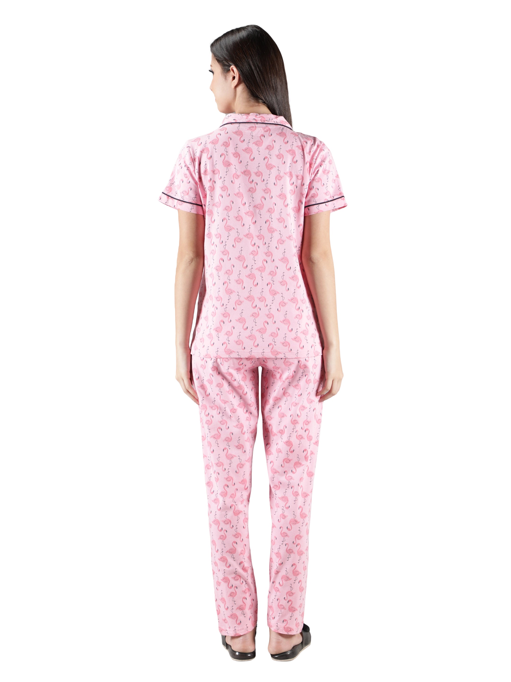 Women's Flamingo Collar Style PJ Set - Playful & Comfortable Sleepwear