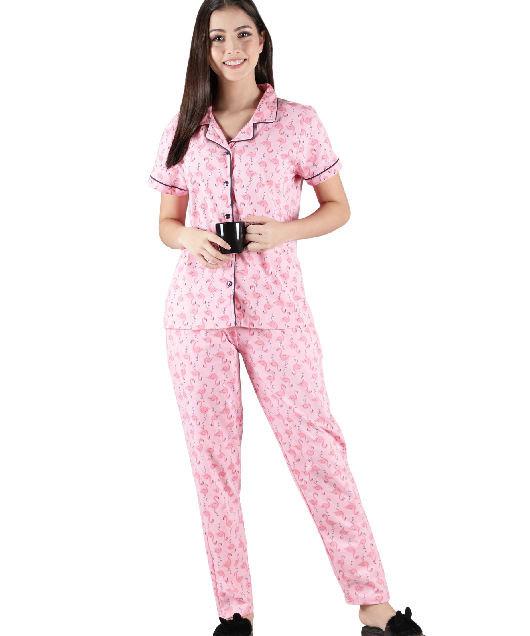 Women's Flamingo Collar Style PJ Set - Playful & Comfortable Sleepwear