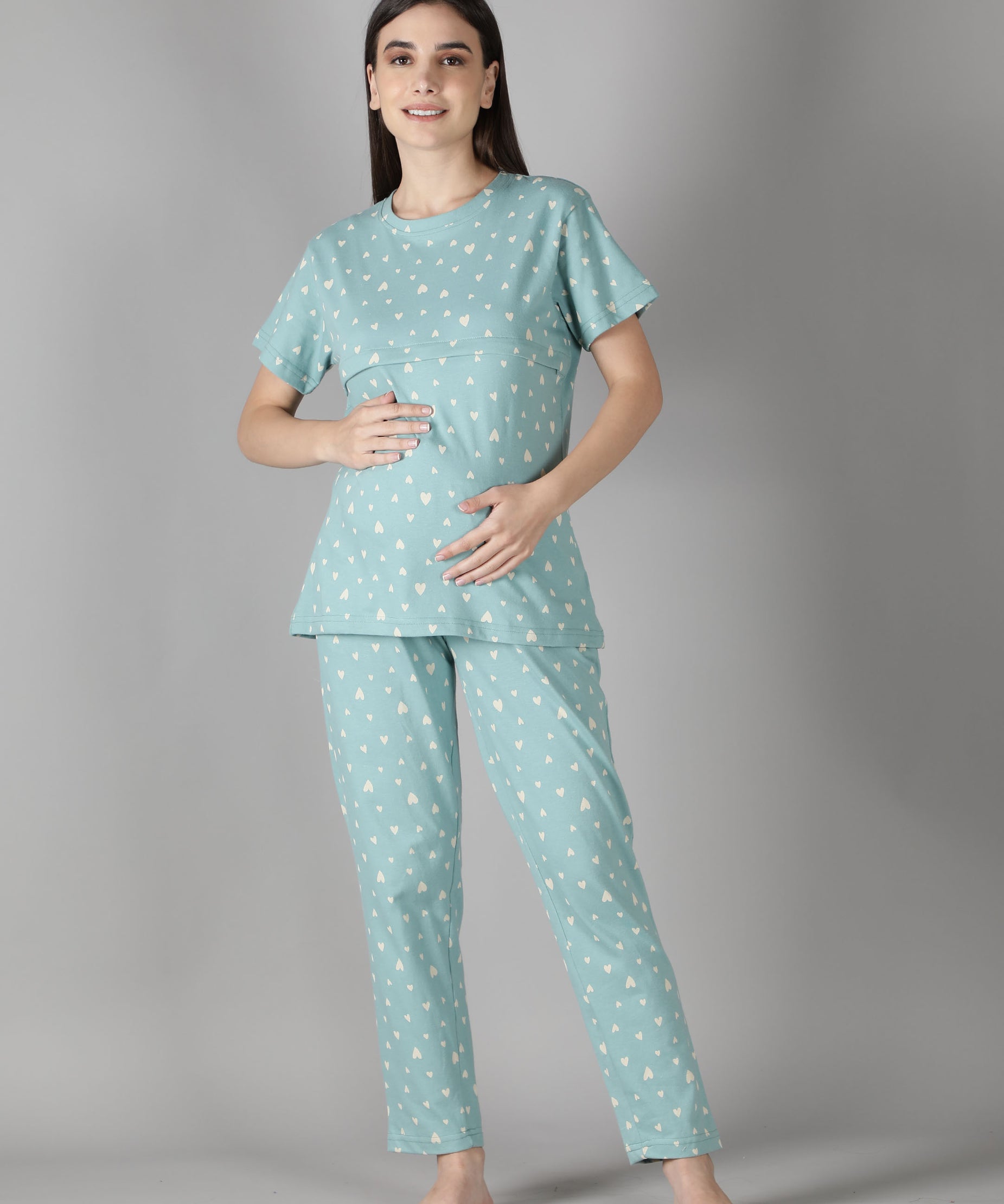 Women's Aqua Heart Nursing PJ Set - Comfortable & Functional Maternity Sleepwear