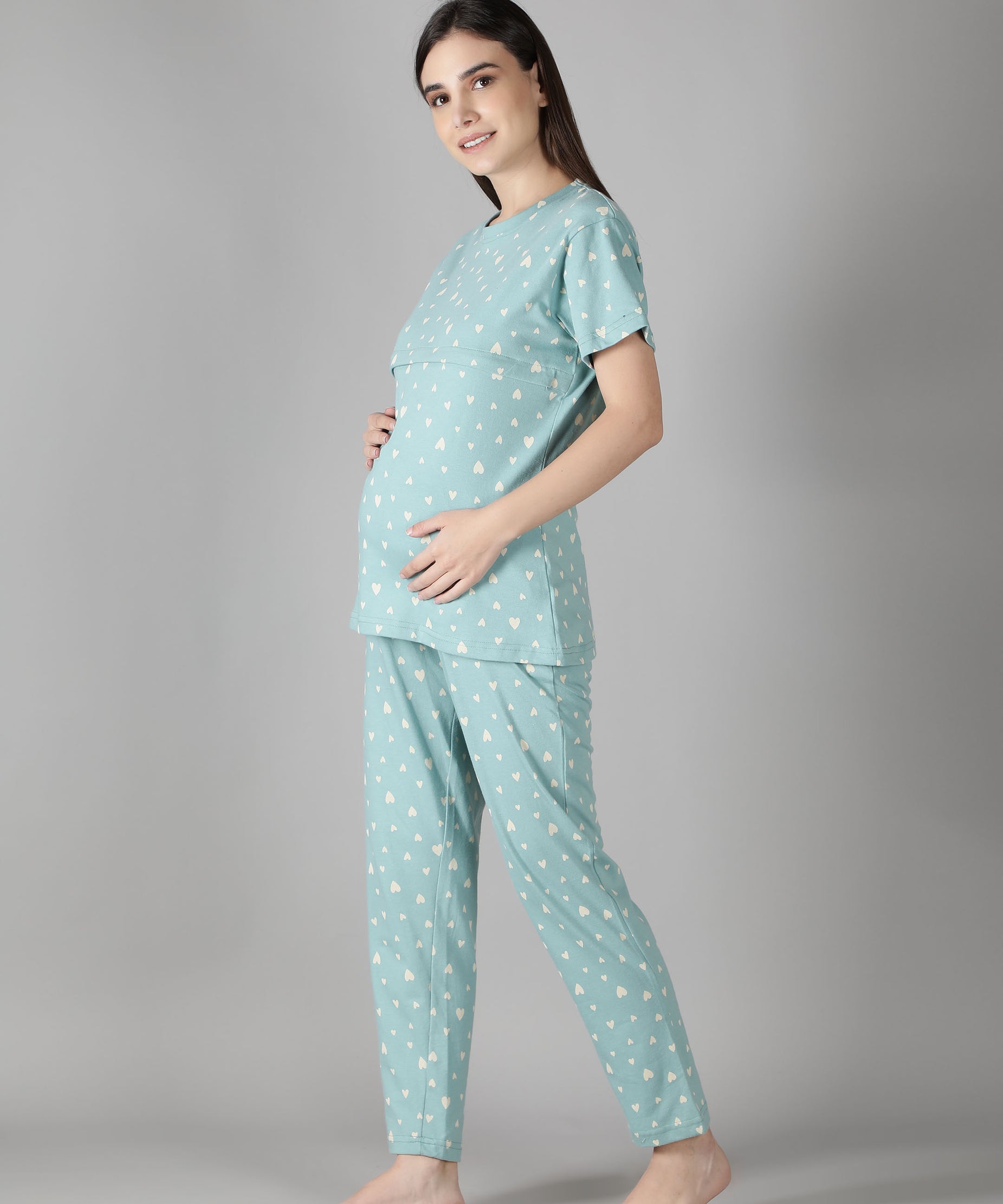 Women's Aqua Heart Nursing PJ Set - Comfortable & Functional Maternity Sleepwear