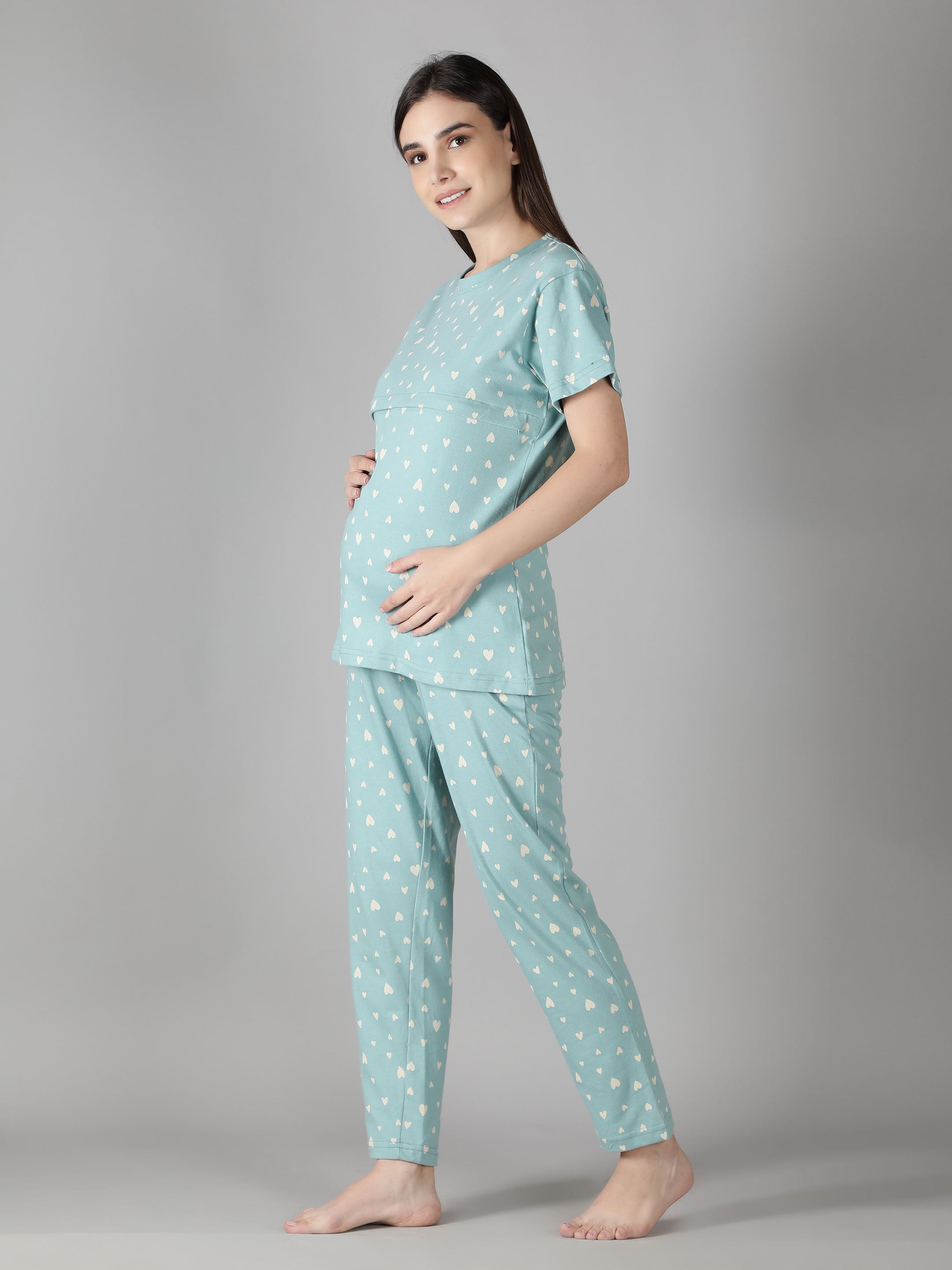 Women's Aqua Heart Nursing PJ Set - Comfortable & Functional Maternity Sleepwear