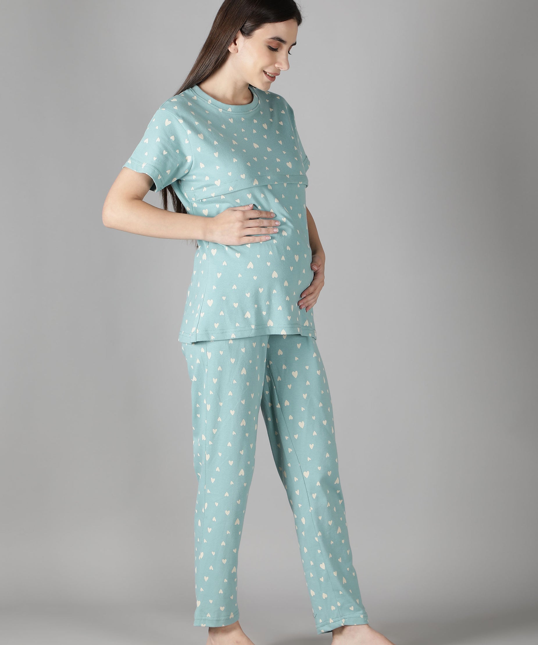 Women's Aqua Heart Nursing PJ Set - Comfortable & Functional Maternity Sleepwear