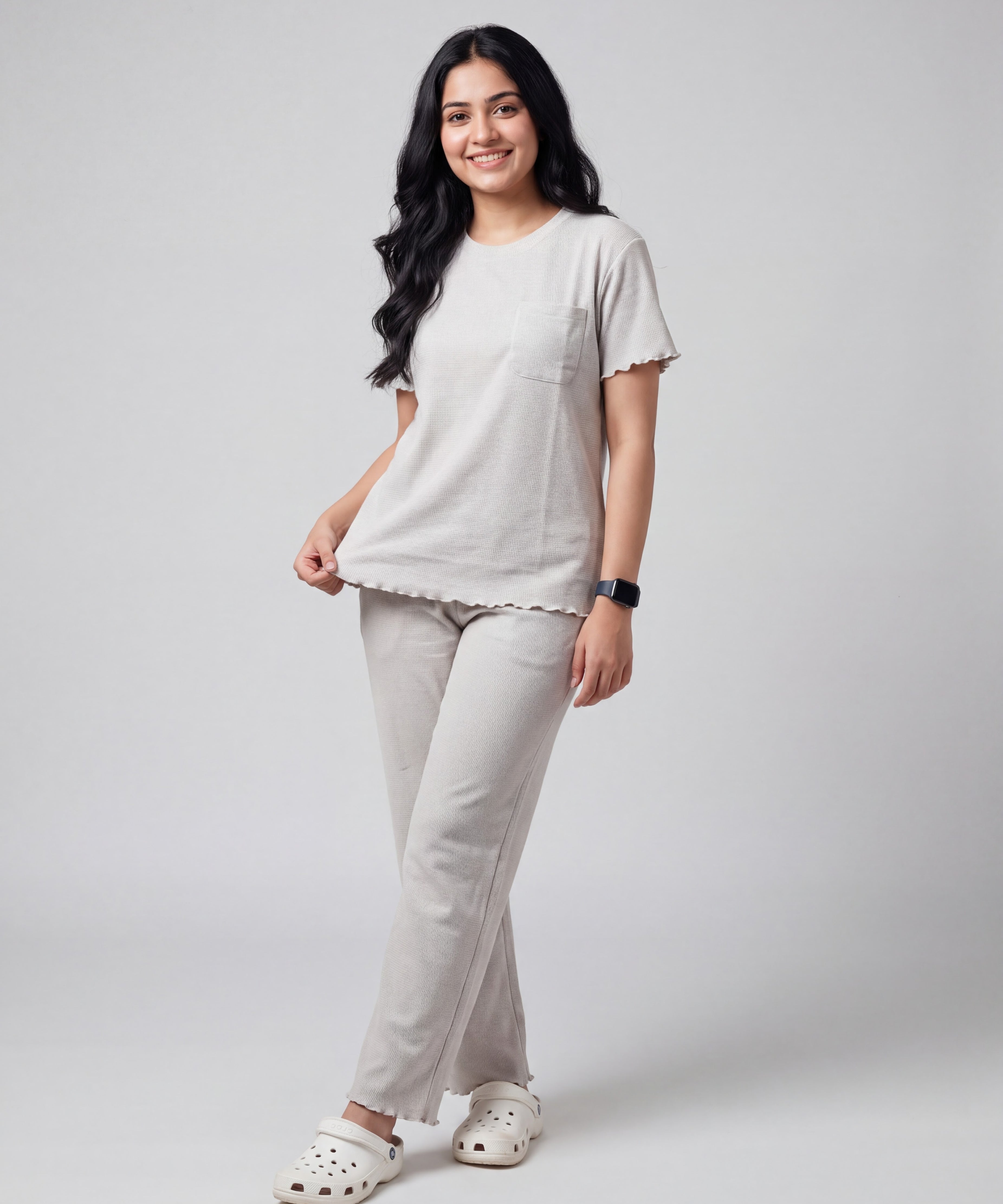 Women’s Premium Waffle Loungewear Set - Grey