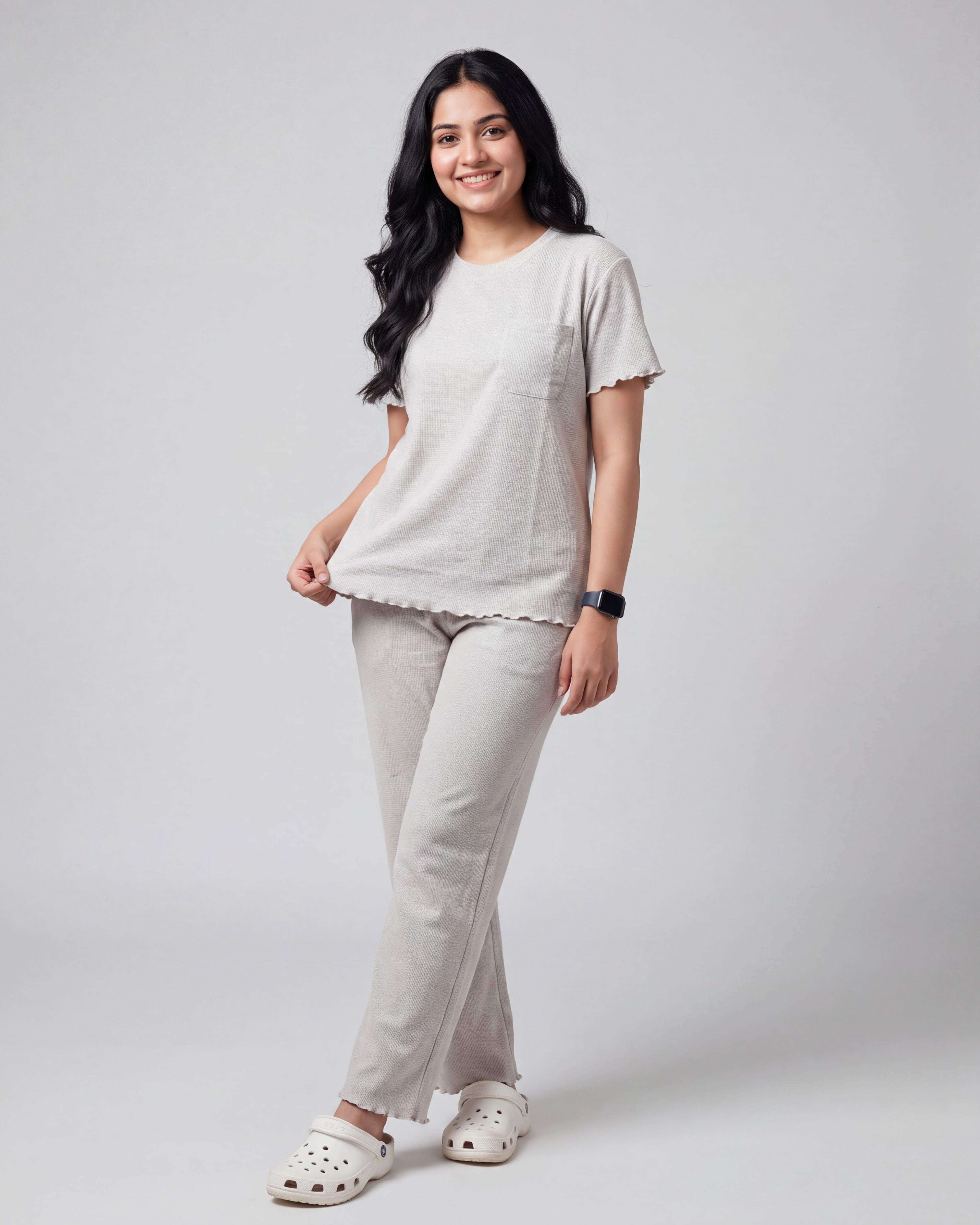 Women’s Premium Waffle Loungewear Set - Grey