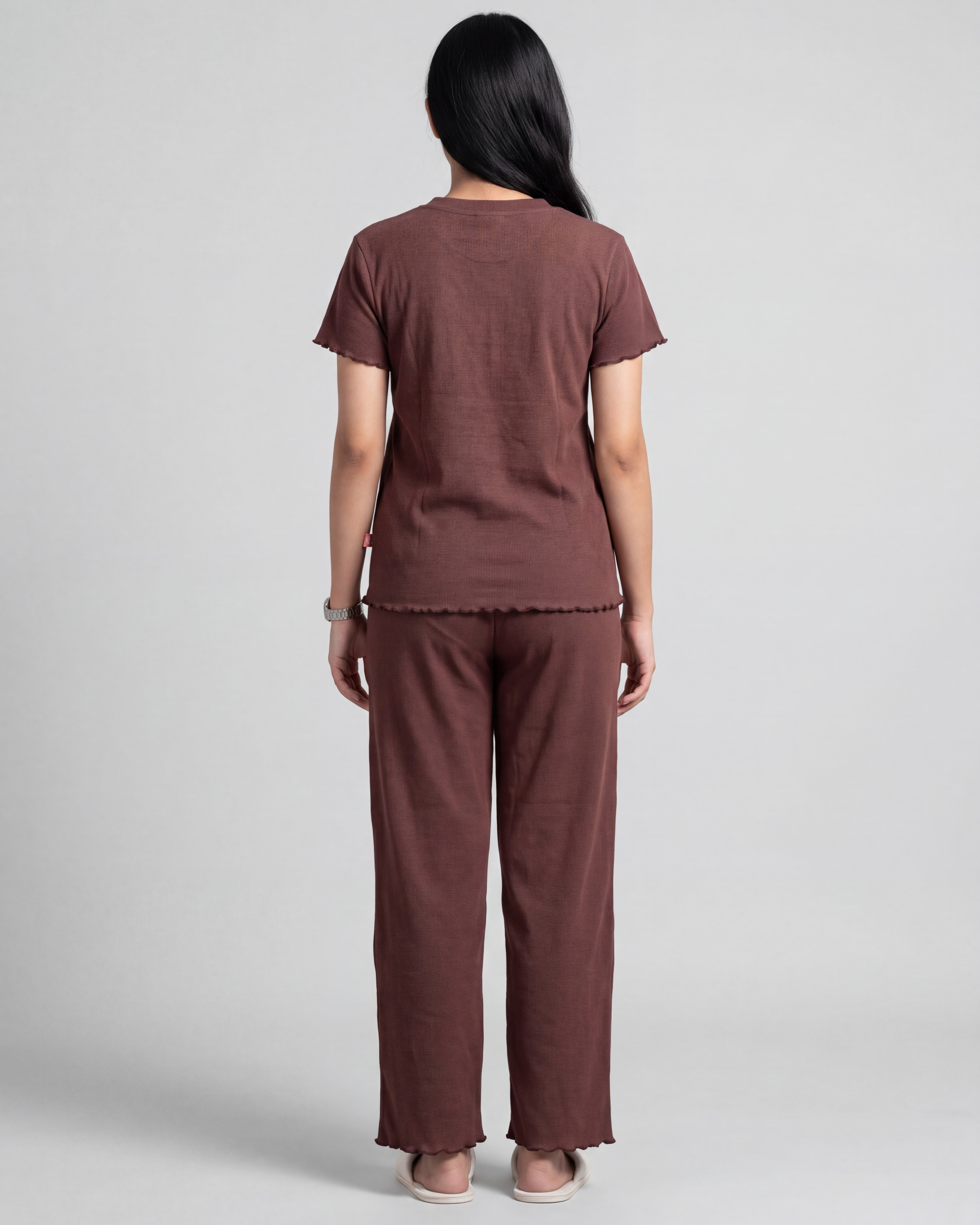 Women’s Premium Waffle Loungewear Set - Maroon