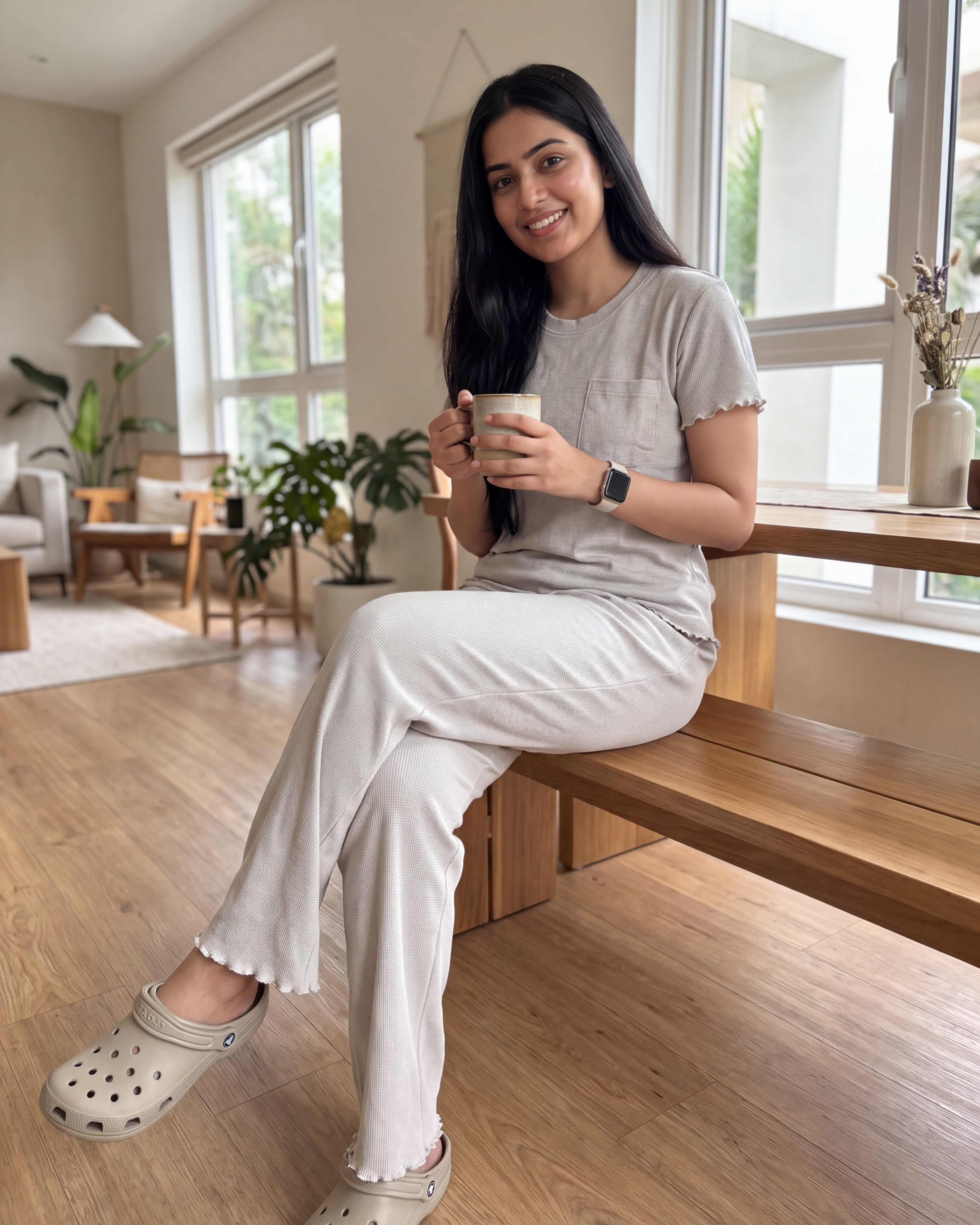 Women’s Premium Waffle Loungewear Set - Grey