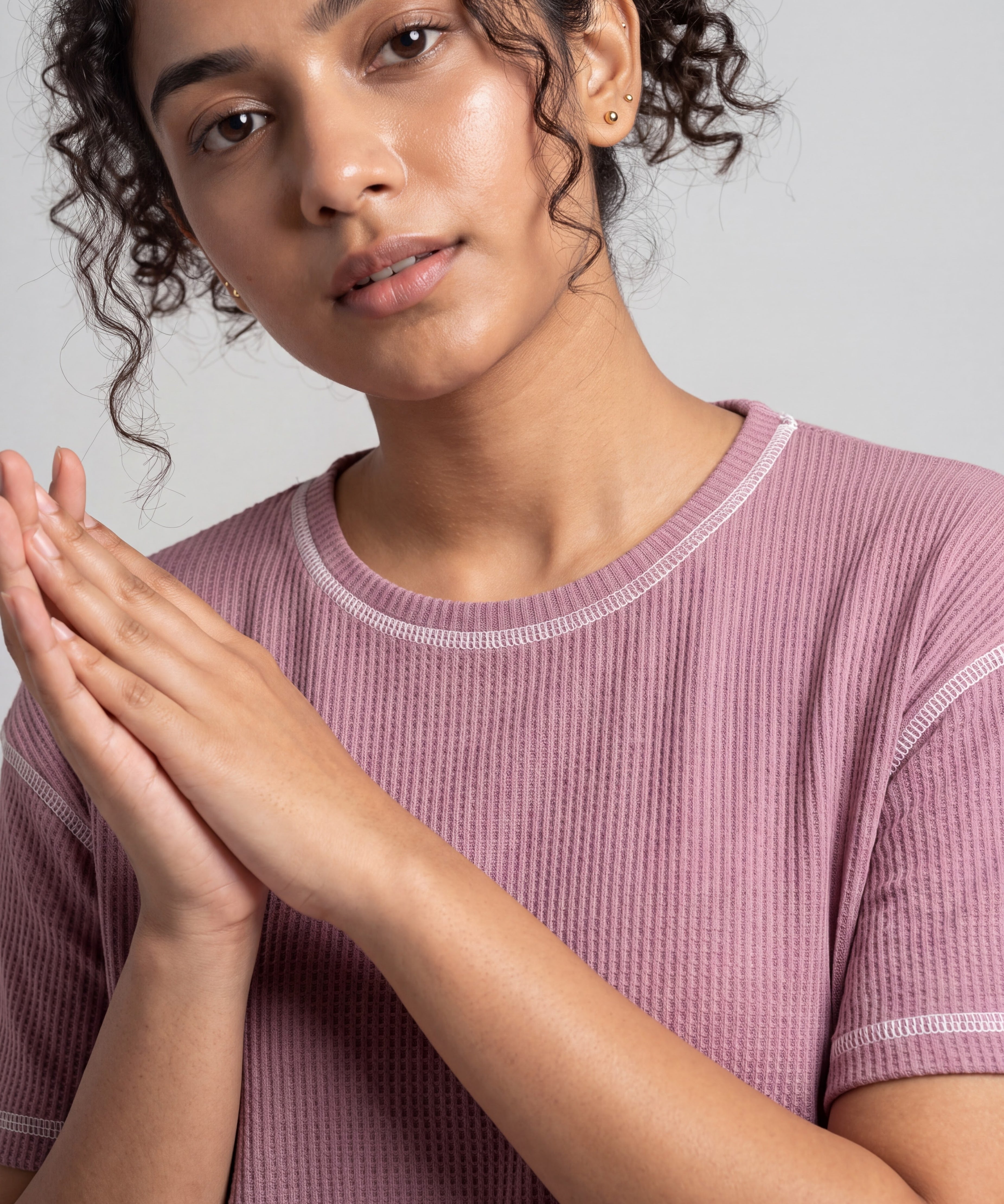 Rose Pink Drop Shoulder Textured Loungewear Set