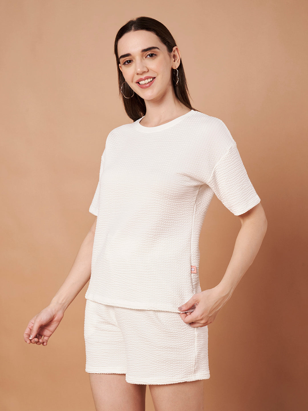 Women’s Ivory White Textured Lounge Co-ord Set | Nightwear & Casual Loungewear