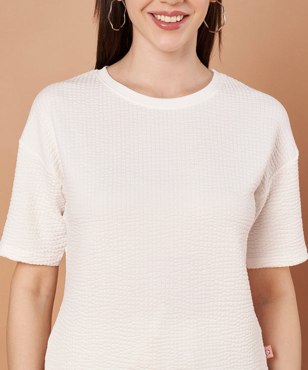 Women’s Ivory White Textured Lounge Co-ord Set | Nightwear & Casual Loungewear