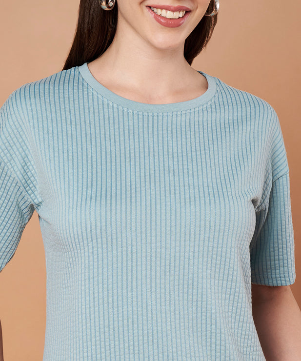 Women’s Blue Waffle Knit Co-ord Lounge Set