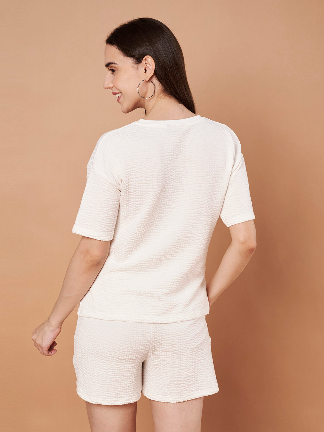 Women’s Ivory White Textured Lounge Co-ord Set | Nightwear & Casual Loungewear