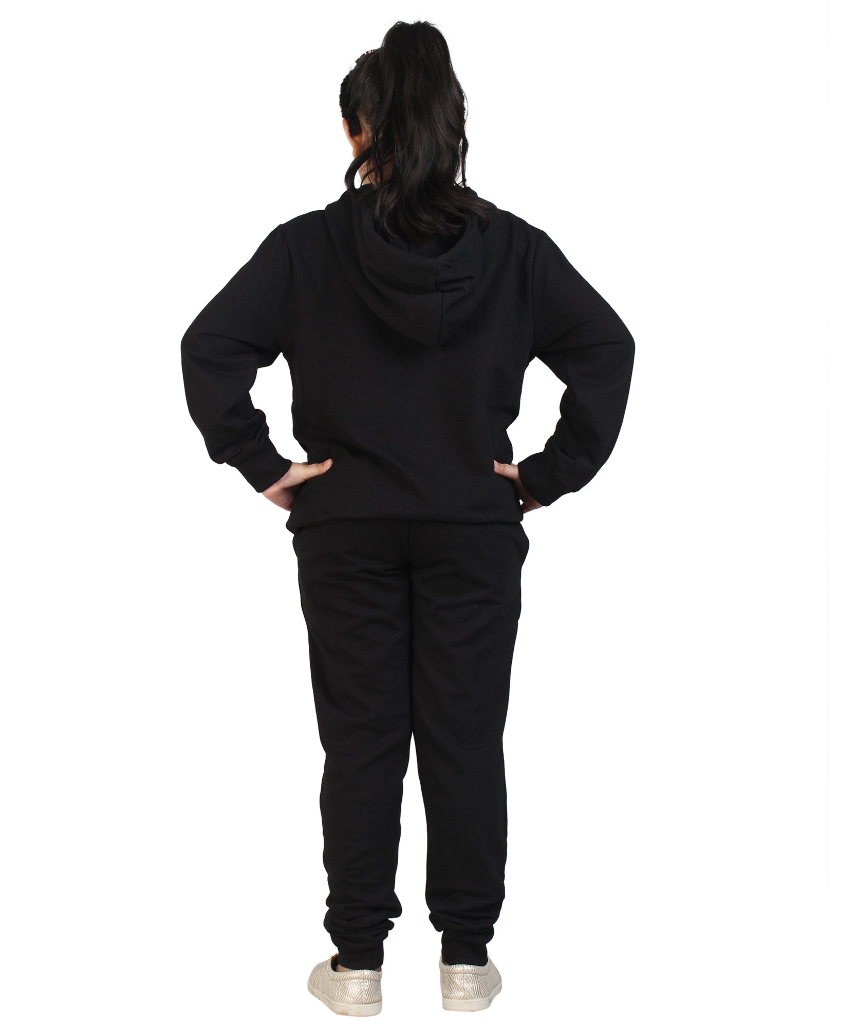 Kids' "Daddy's Girl Mommy's World" Black Hoodie Set - Adorable Family Matching Outfit