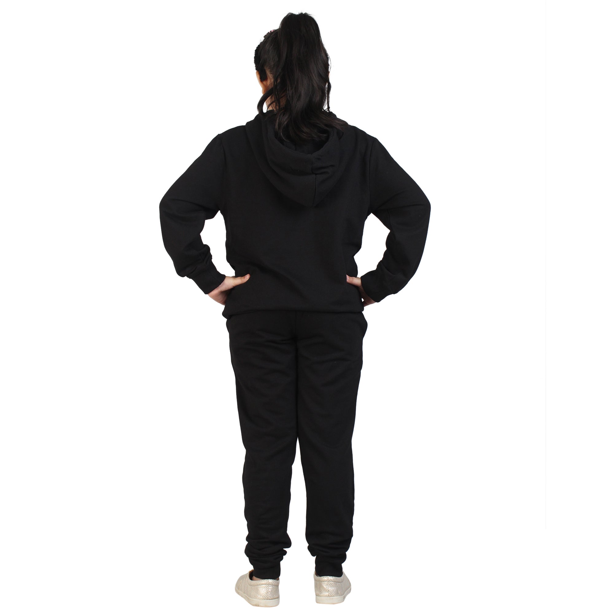 Kids' "Daddy's Girl Mommy's World" Black Hoodie Set - Adorable Family Matching Outfit