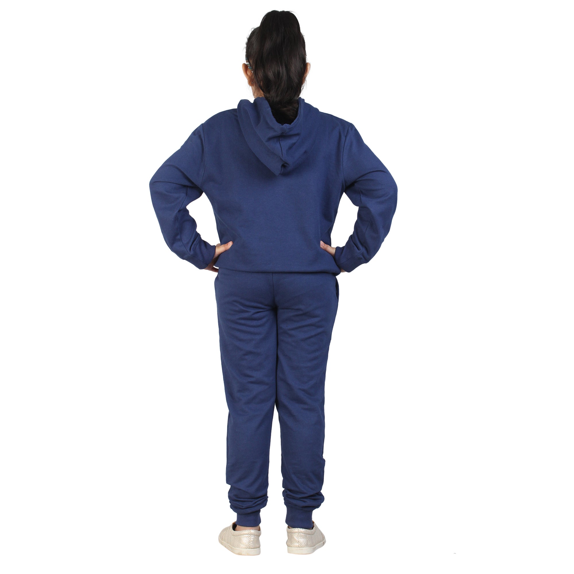 Kids' Navy Blue "Bee Yourself" Hoodie Set - Embrace Individuality in Style