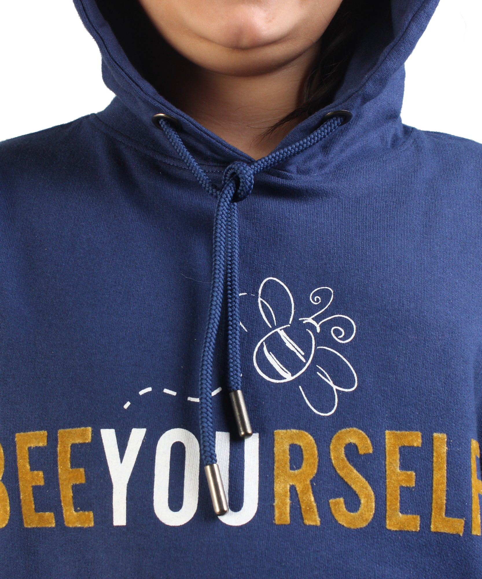 Kids' Navy Blue "Bee Yourself" Hoodie Set - Embrace Individuality in Style