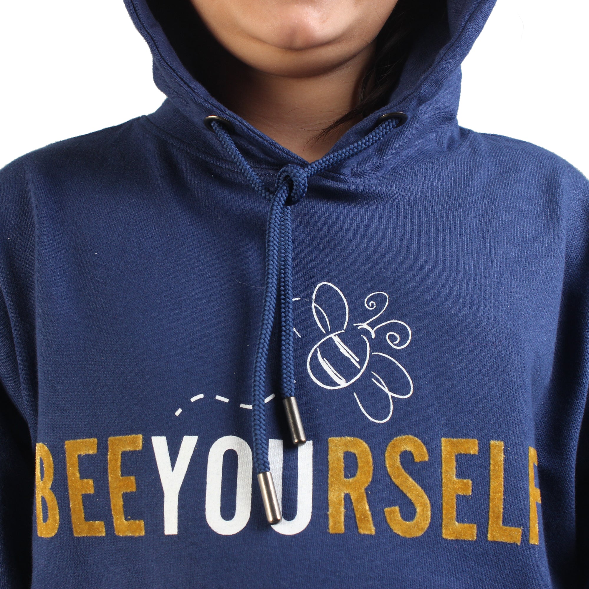 Kids' Navy Blue "Bee Yourself" Hoodie Set - Embrace Individuality in Style