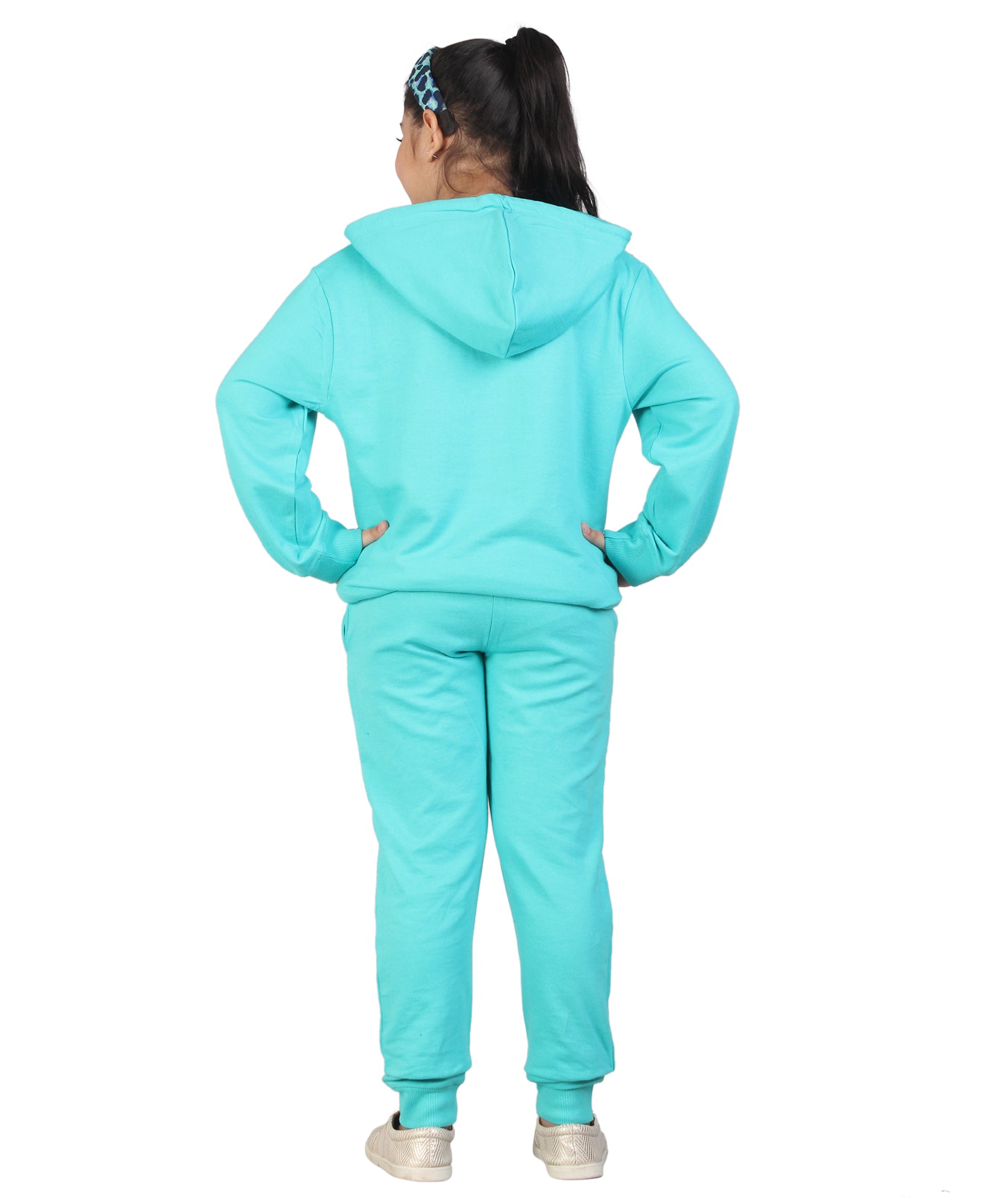 Kids' Aqua Pink Heart Hoodie Set - Cute and Cozy Family Matching Outfit