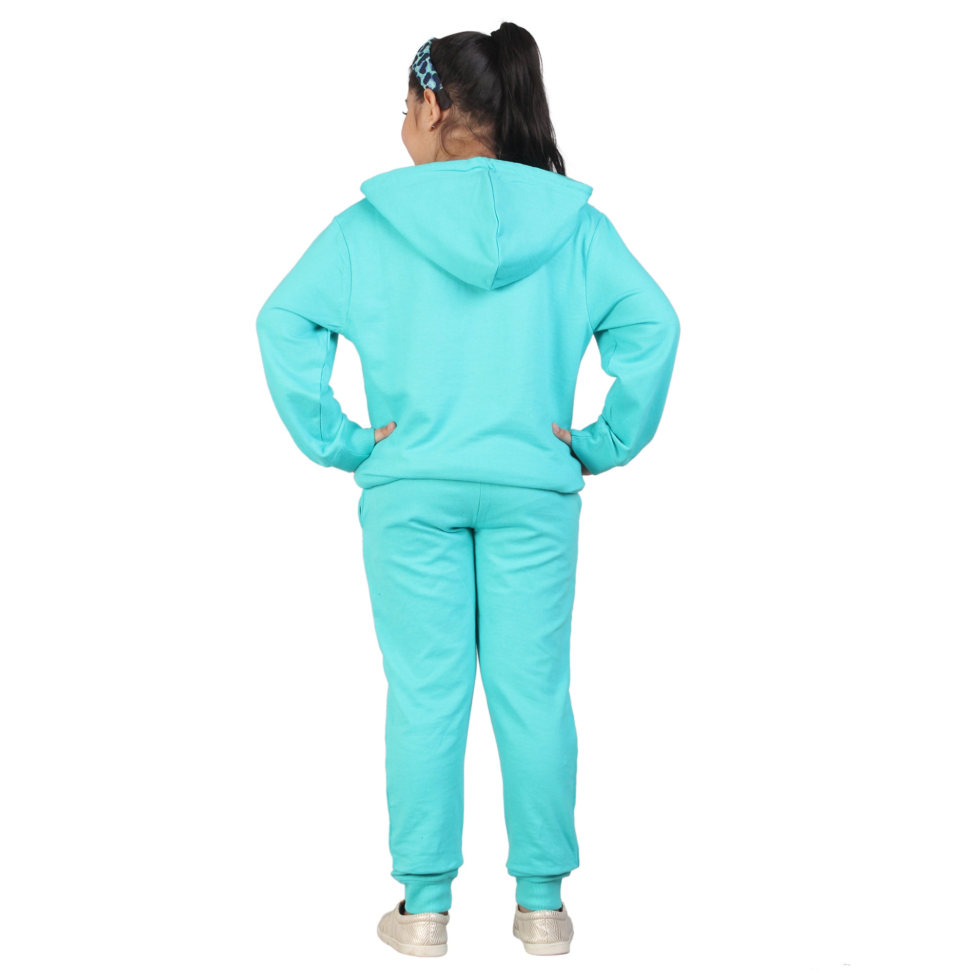 Kids' Aqua Pink Heart Hoodie Set - Cute and Cozy Family Matching Outfit