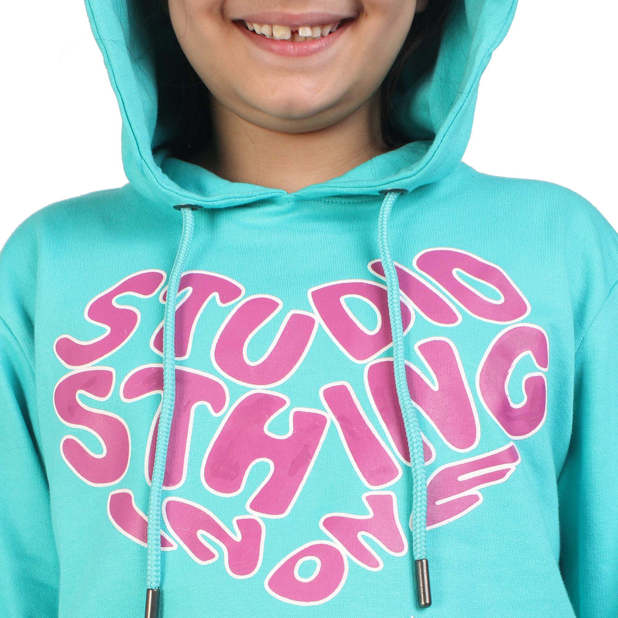 Kids' Aqua Pink Heart Hoodie Set - Cute and Cozy Family Matching Outfit