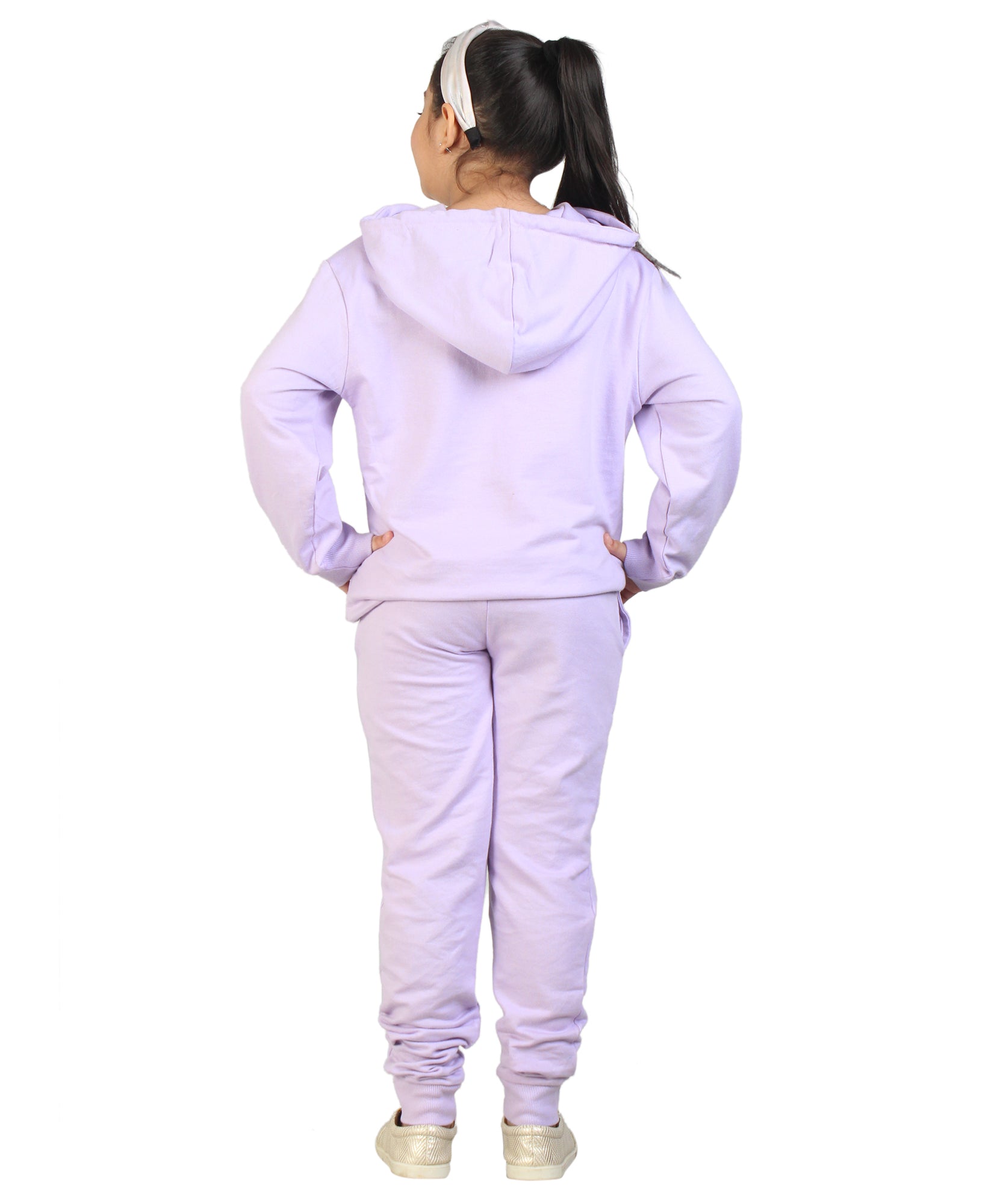 Kids' Lavender "Worry Less" Heart Hoodie Set - Comfort and Positivity in Style