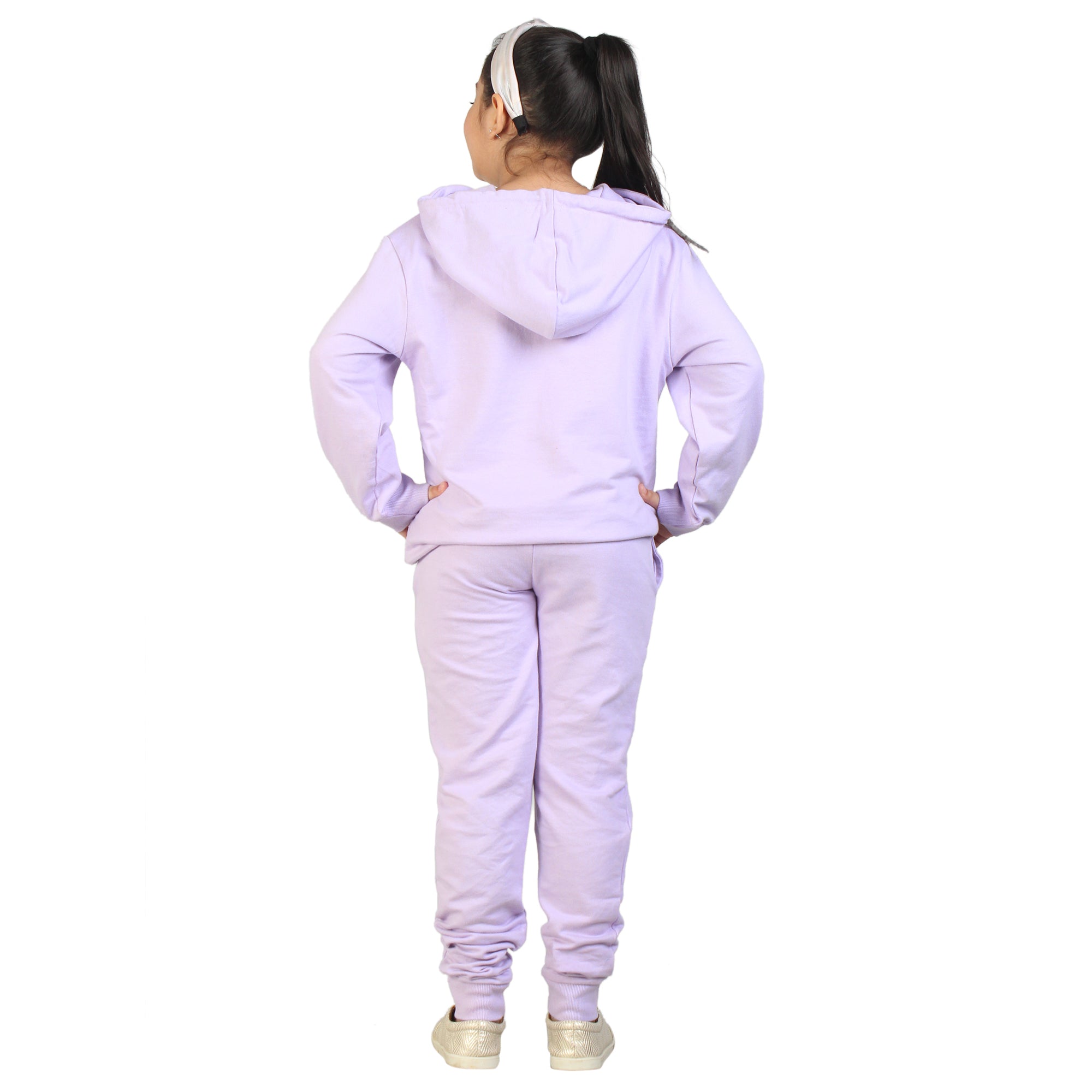 Kids' Lavender "Worry Less" Heart Hoodie Set - Comfort and Positivity in Style