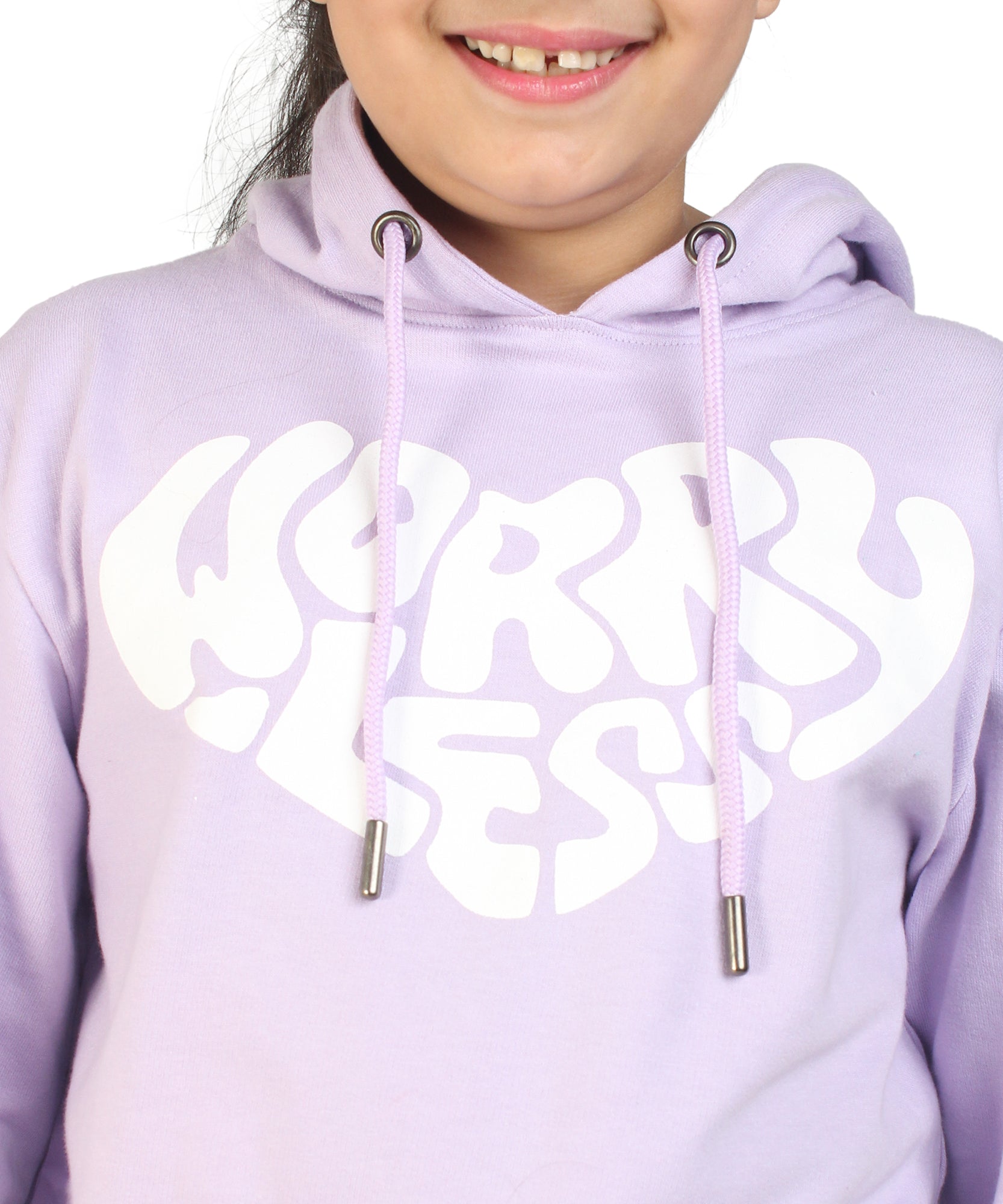 Kids' Lavender "Worry Less" Heart Hoodie Set - Comfort and Positivity in Style