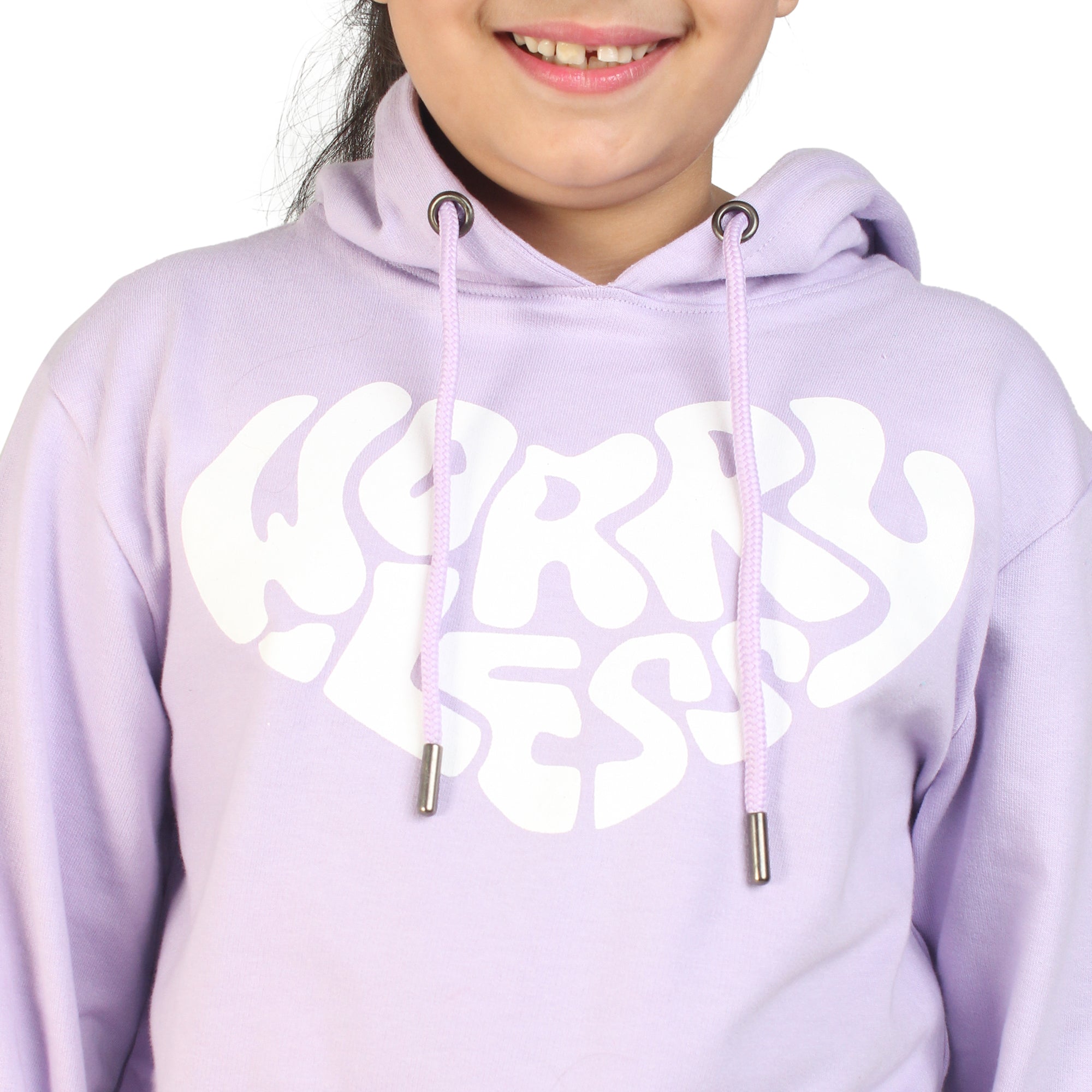 Kids' Lavender "Worry Less" Heart Hoodie Set - Comfort and Positivity in Style
