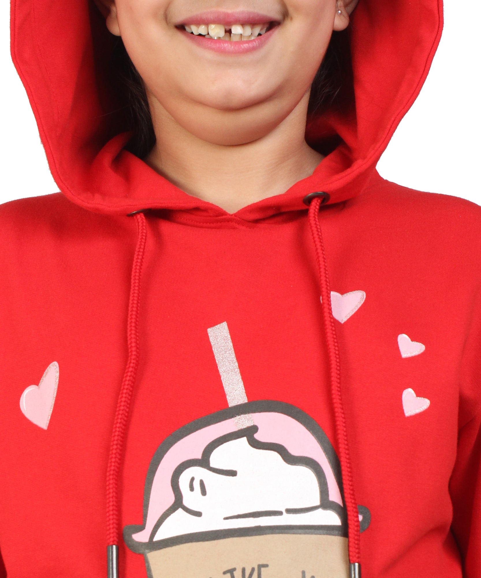 Kids' Tomato Red "I Like You a Latte" Hoodie Set - Adorable Matching Outfit