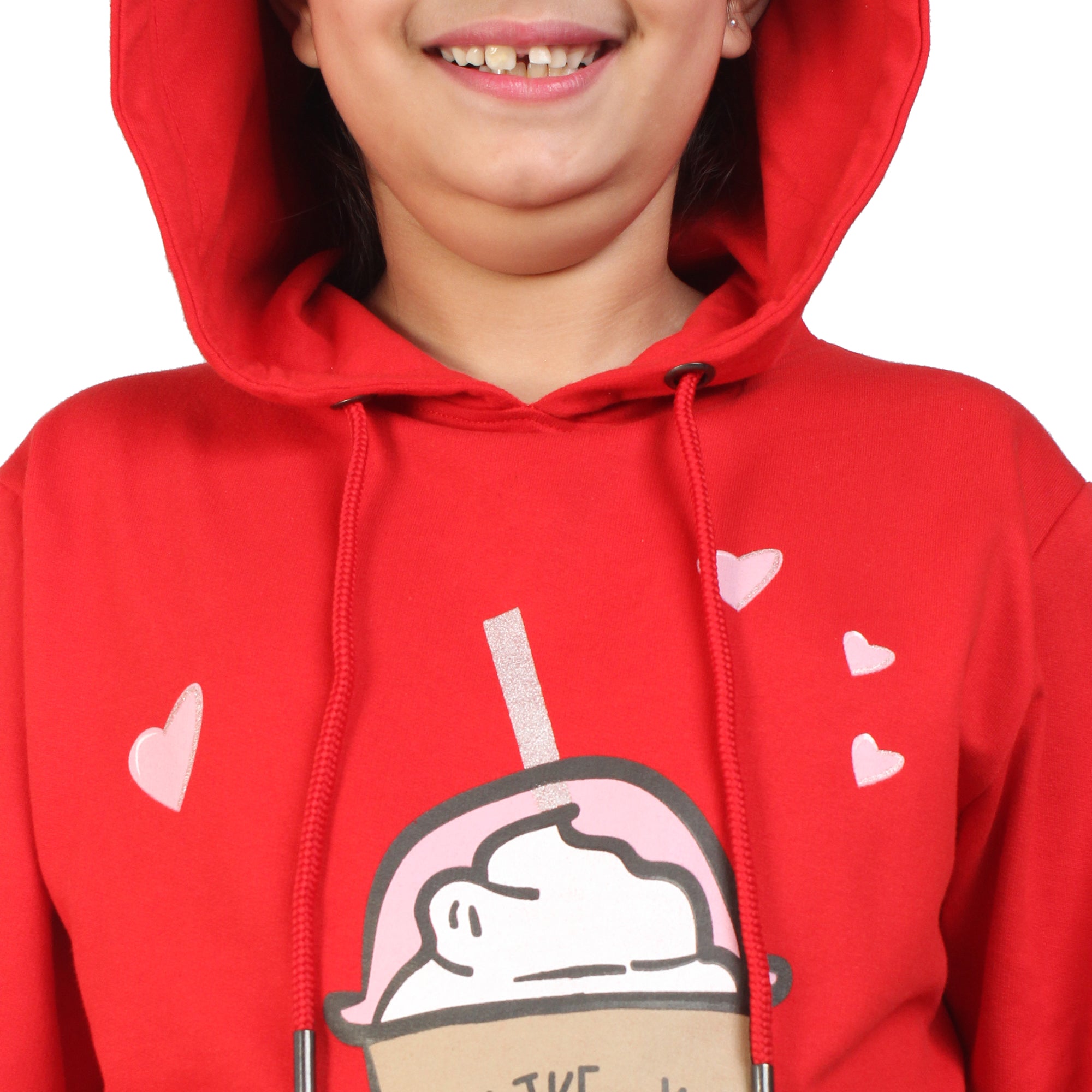 Kids' Tomato Red "I Like You a Latte" Hoodie Set - Adorable Matching Outfit
