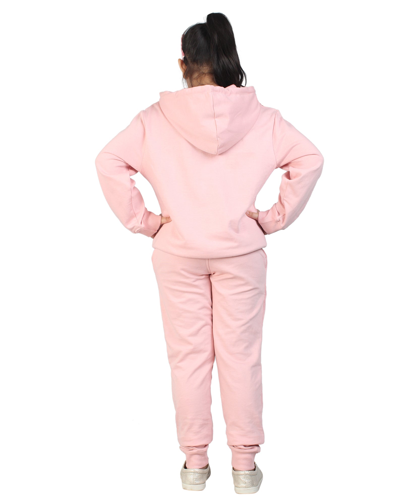 Kids' Pink "MEOW" Hoodie Set - Playful Cuteness in Style