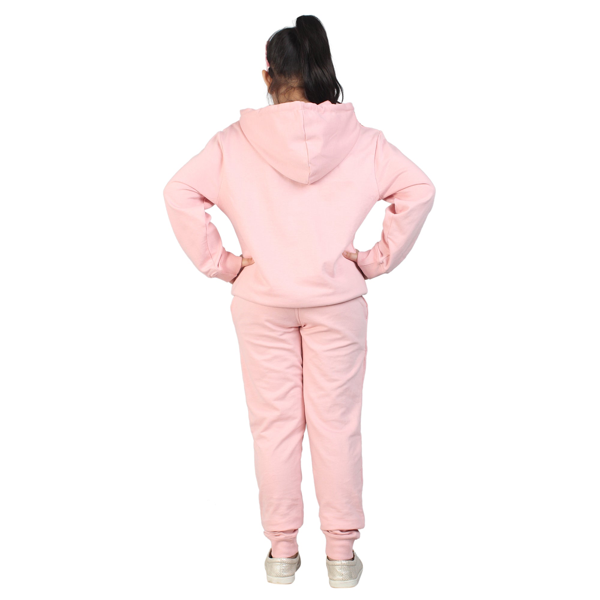 Kids' Pink "MEOW" Hoodie Set - Playful Cuteness in Style