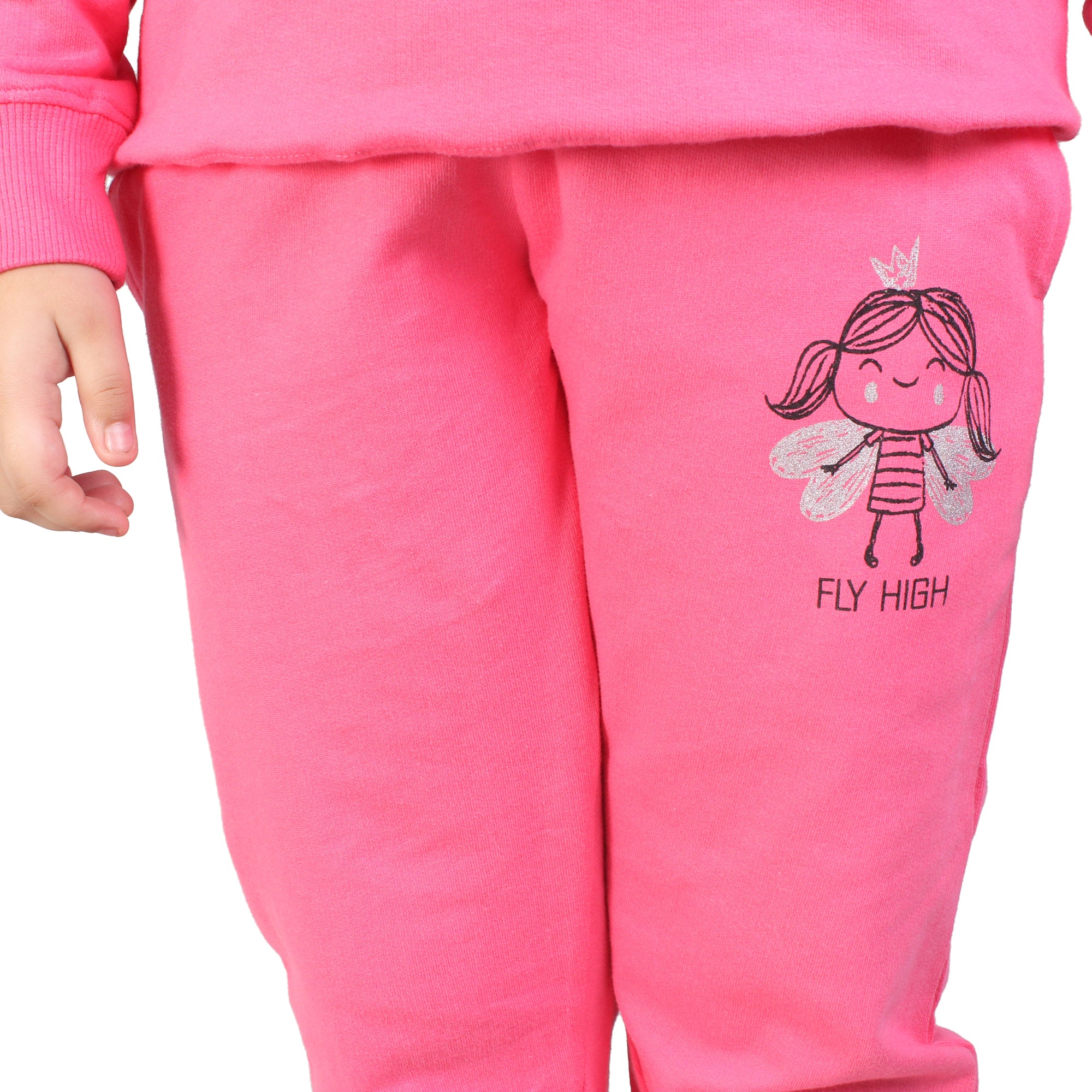 Kids' Hot Pink "Fly High" Hoodie Set - Empower Young Dreams in Style