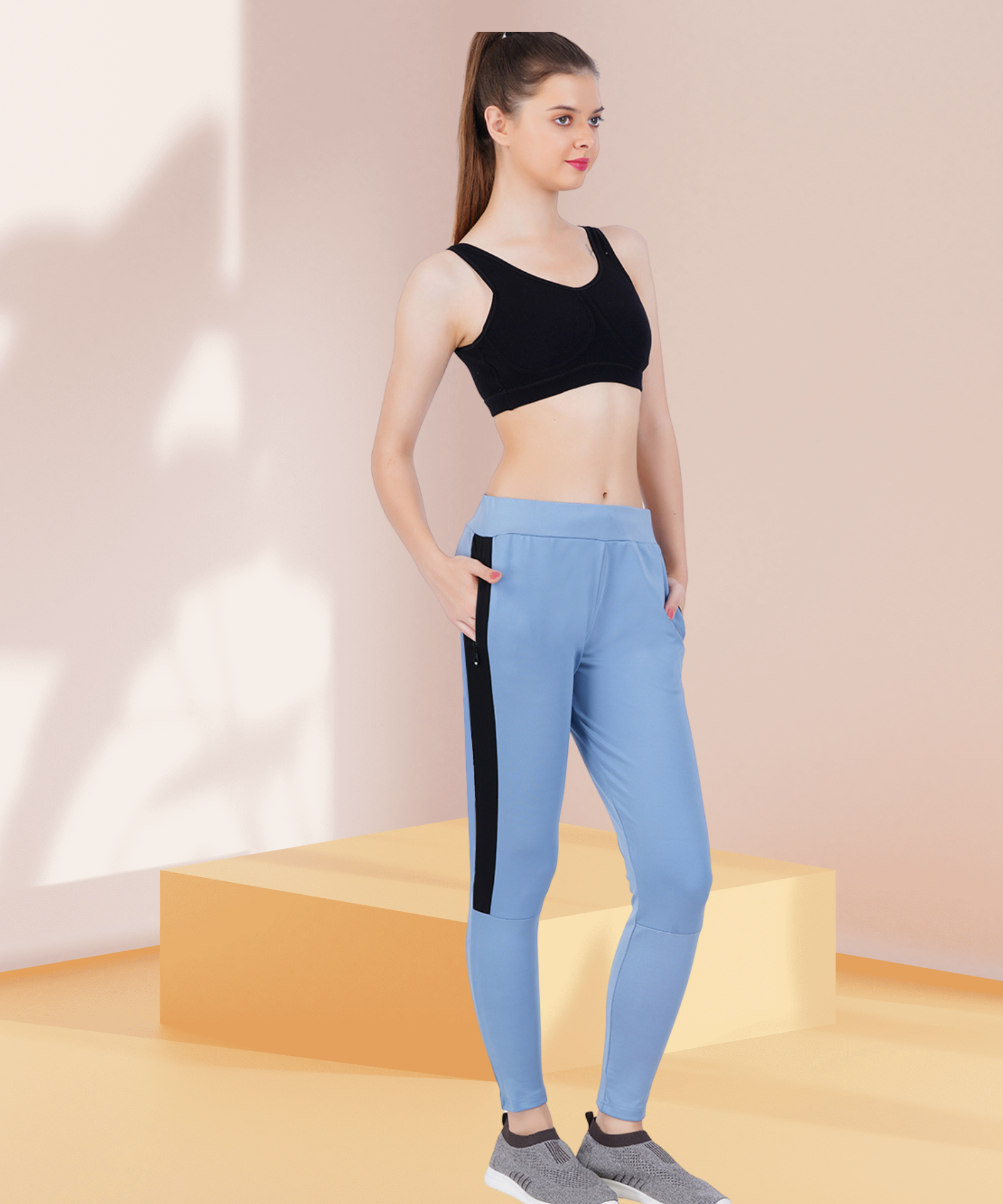 Womens MyFit Athleisure| Slim Fit | All Day Bottoms- Sky Blue