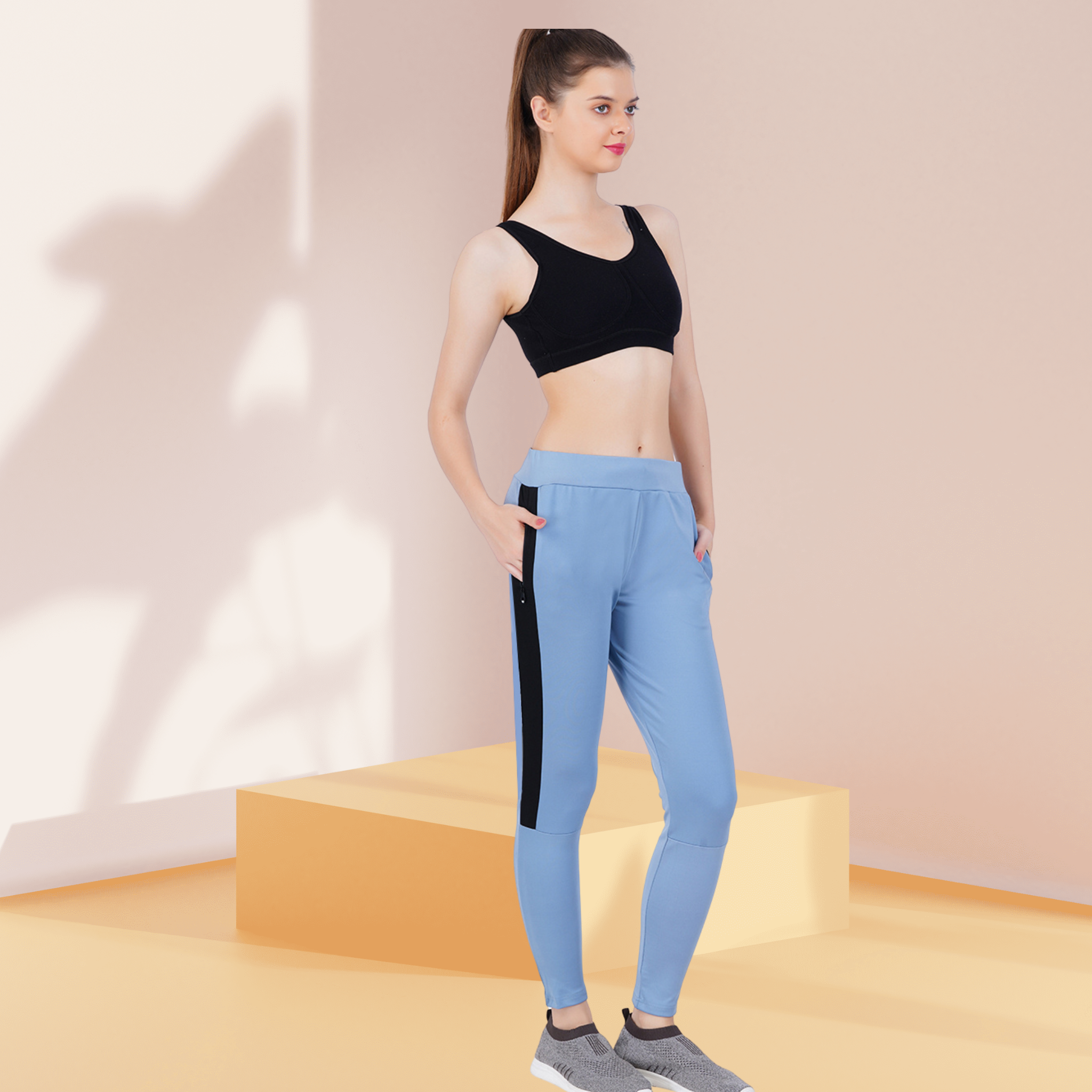 Womens MyFit Athleisure| Slim Fit | All Day Bottoms- Sky Blue