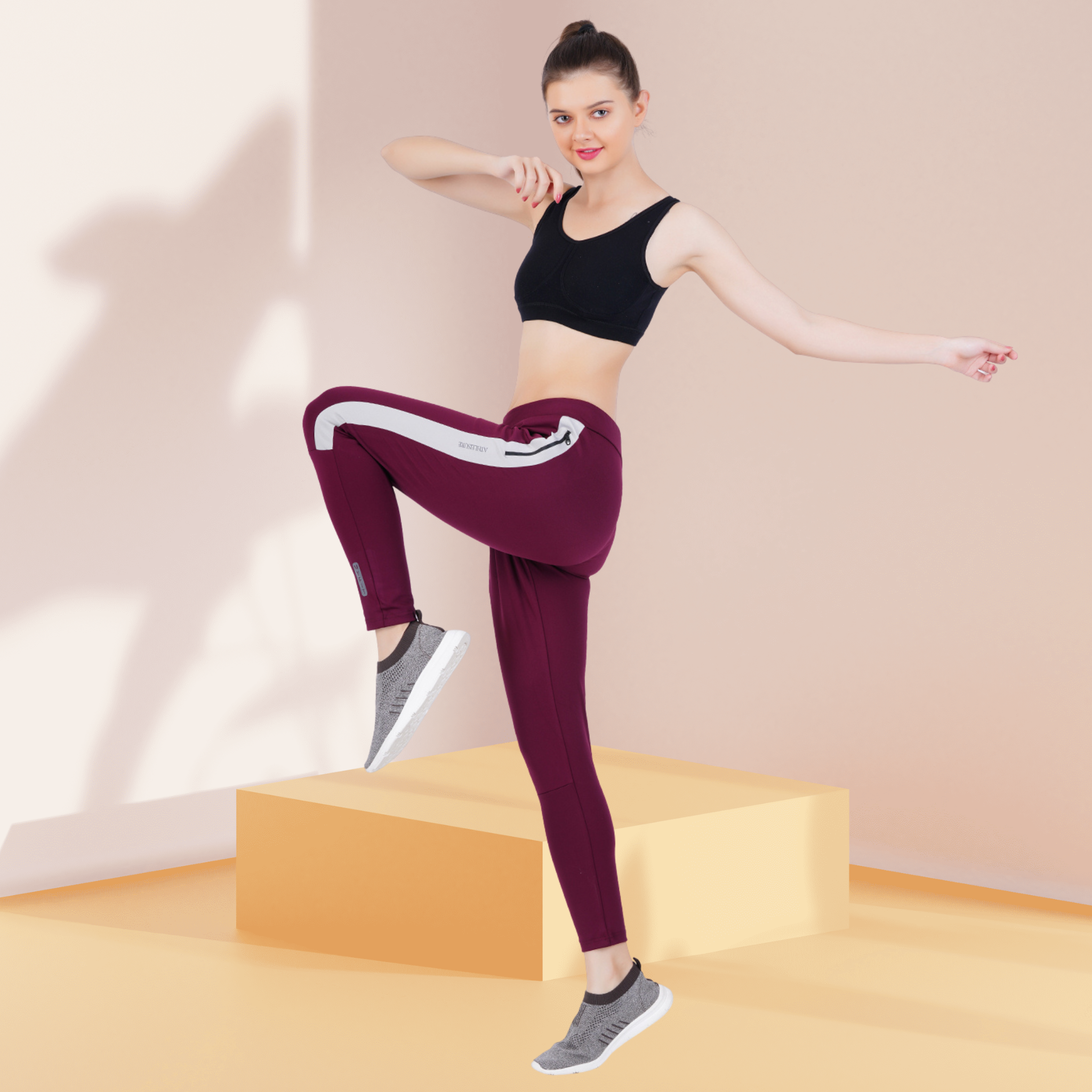 Womens MyFit Athleisure| Slim Fit | All Day Bottoms- Maroon