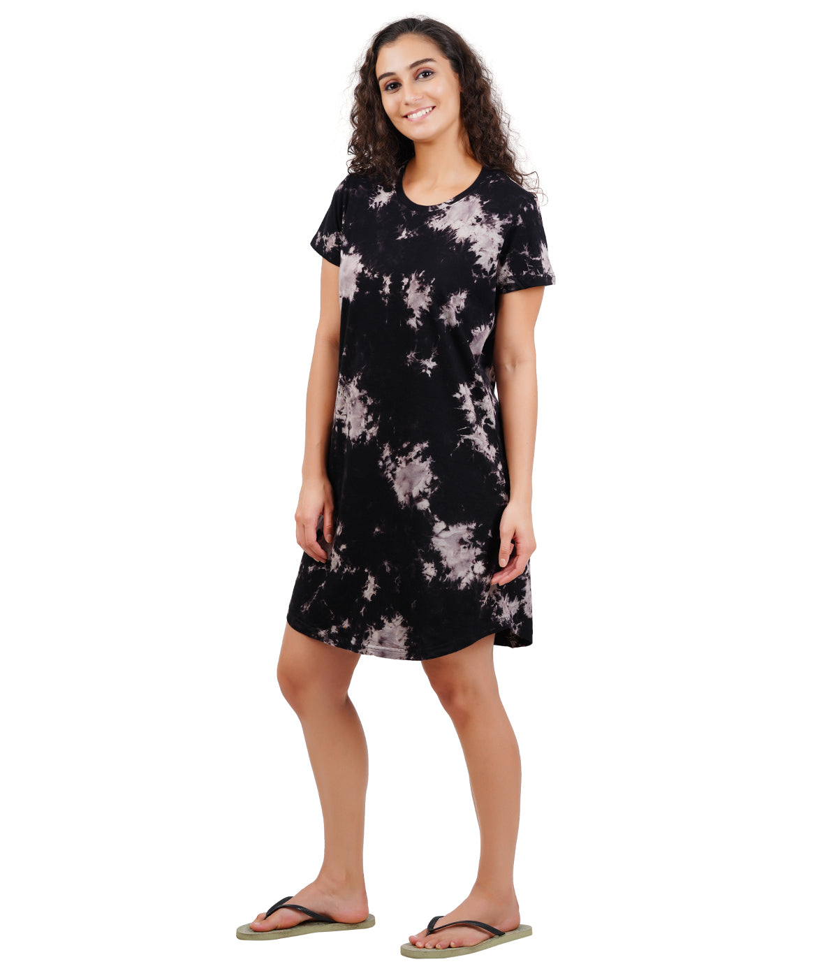 Women's Black Tie & Dye Sleepdress - Sleek & Comfortable Nightwear